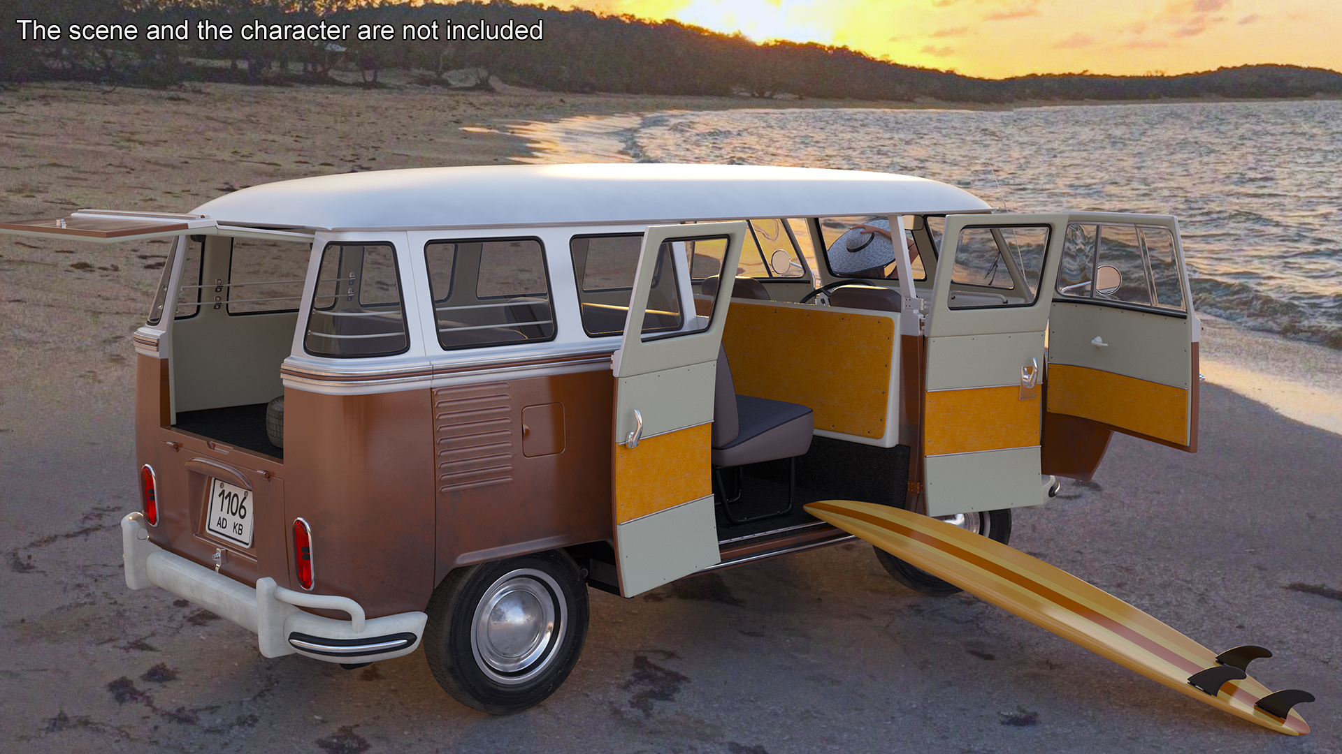 3D Volkswagen Type 2 T1 Bus Rigged