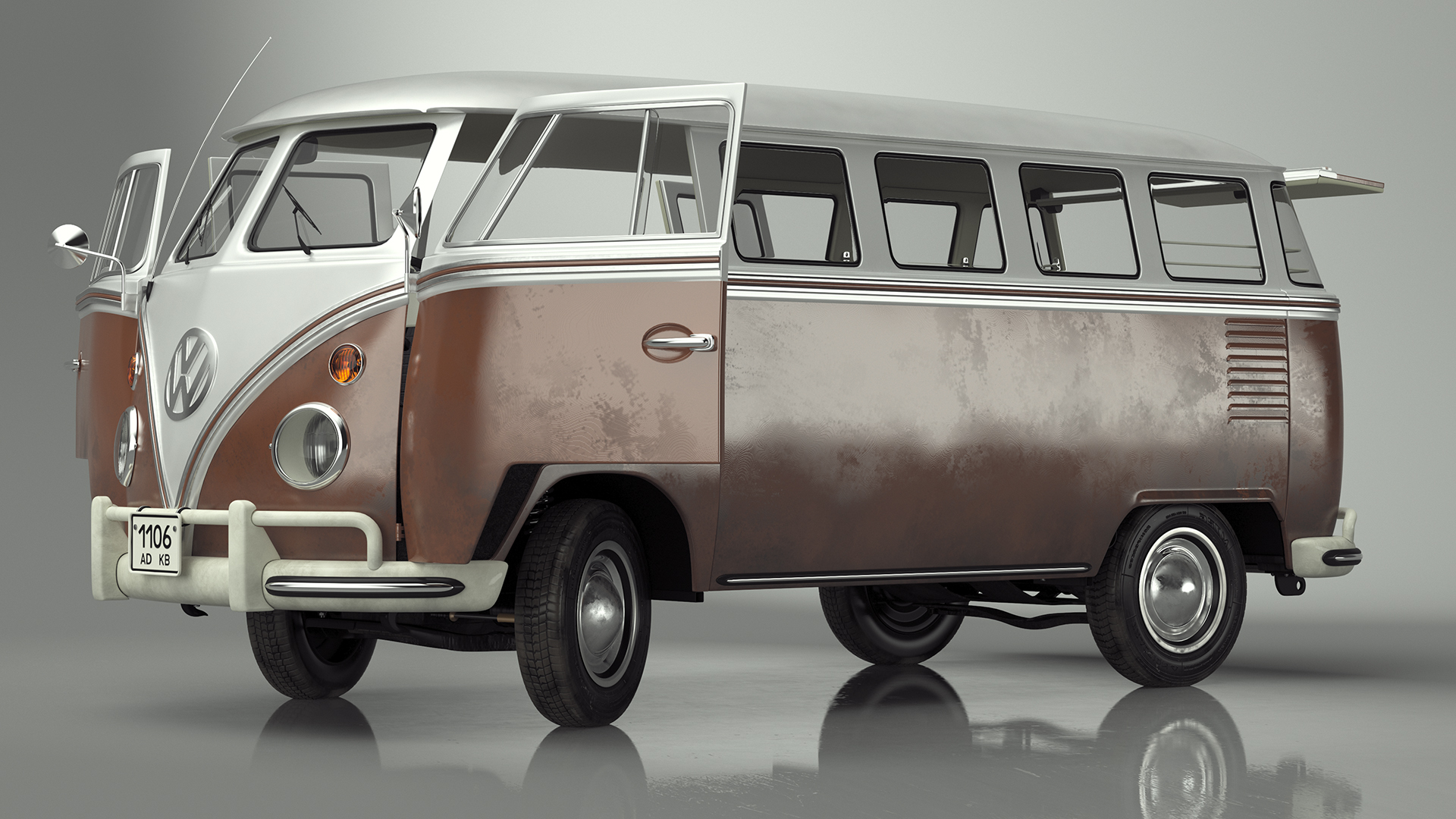3D Volkswagen Type 2 T1 Bus Rigged