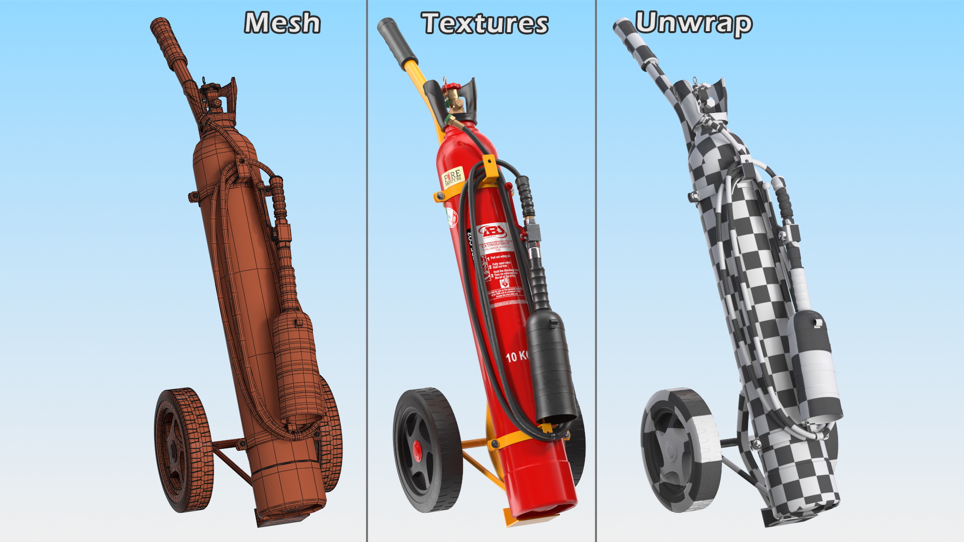 ABS SRL CO2 Trolley Fire Extinguisher 10Kg 3D