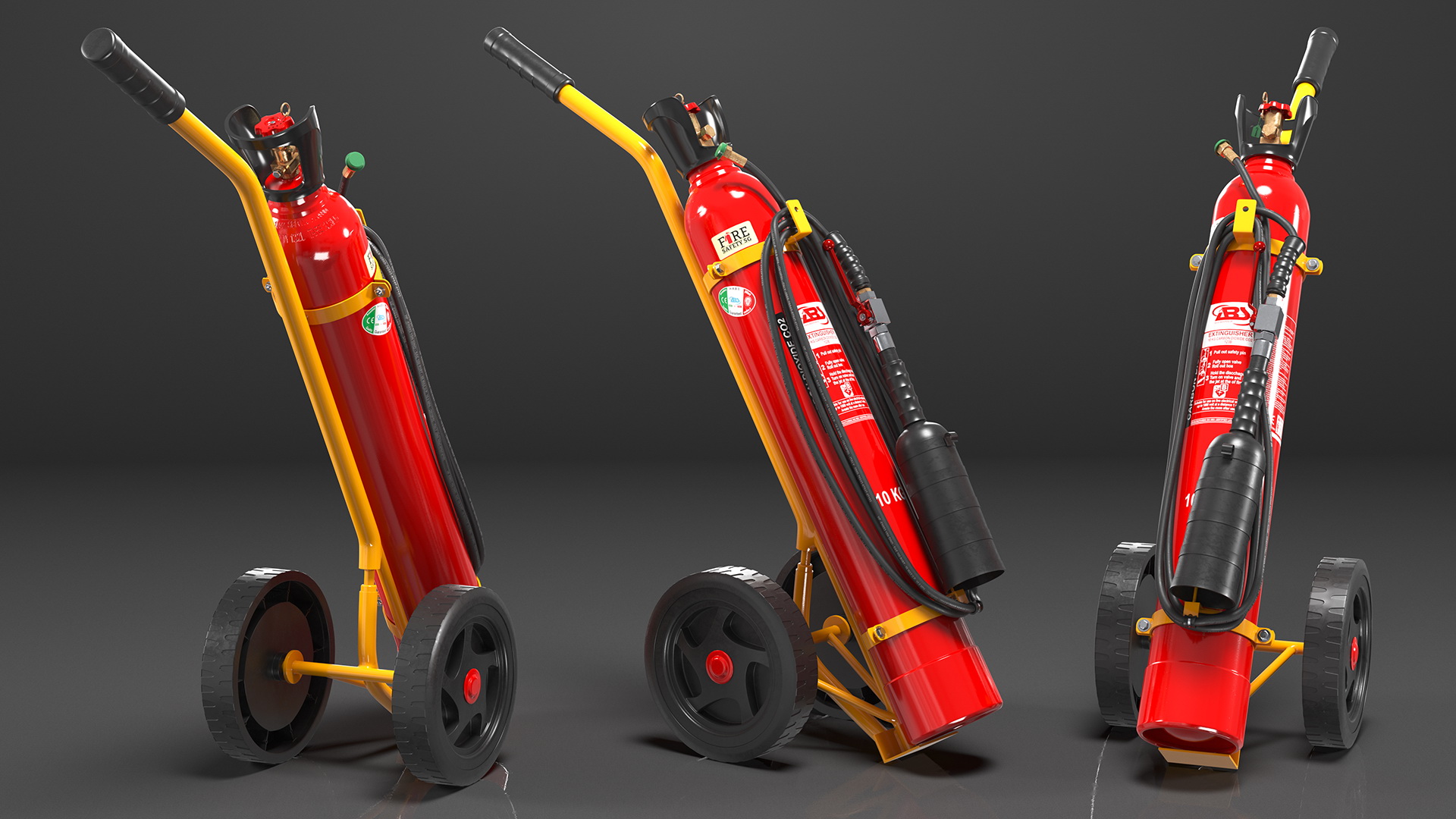 ABS SRL CO2 Trolley Fire Extinguisher 10Kg 3D