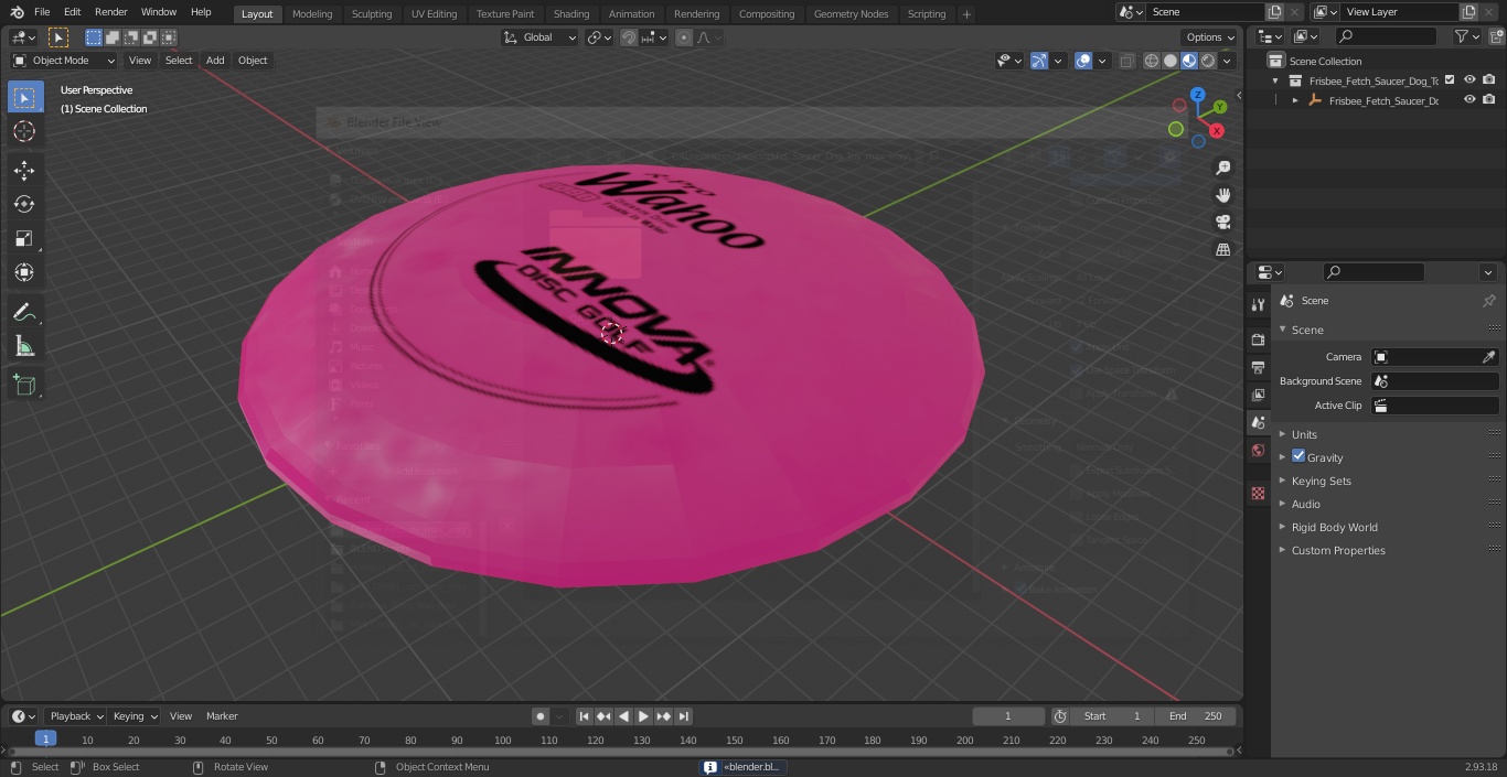 3D Frisbee Fetch Saucer Dog Toy model