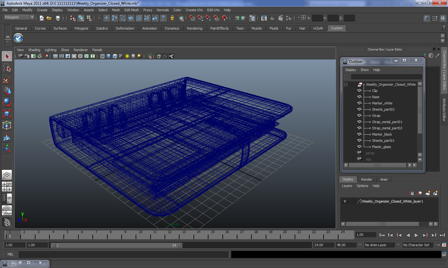 Weekly Organizer Closed White 3D model