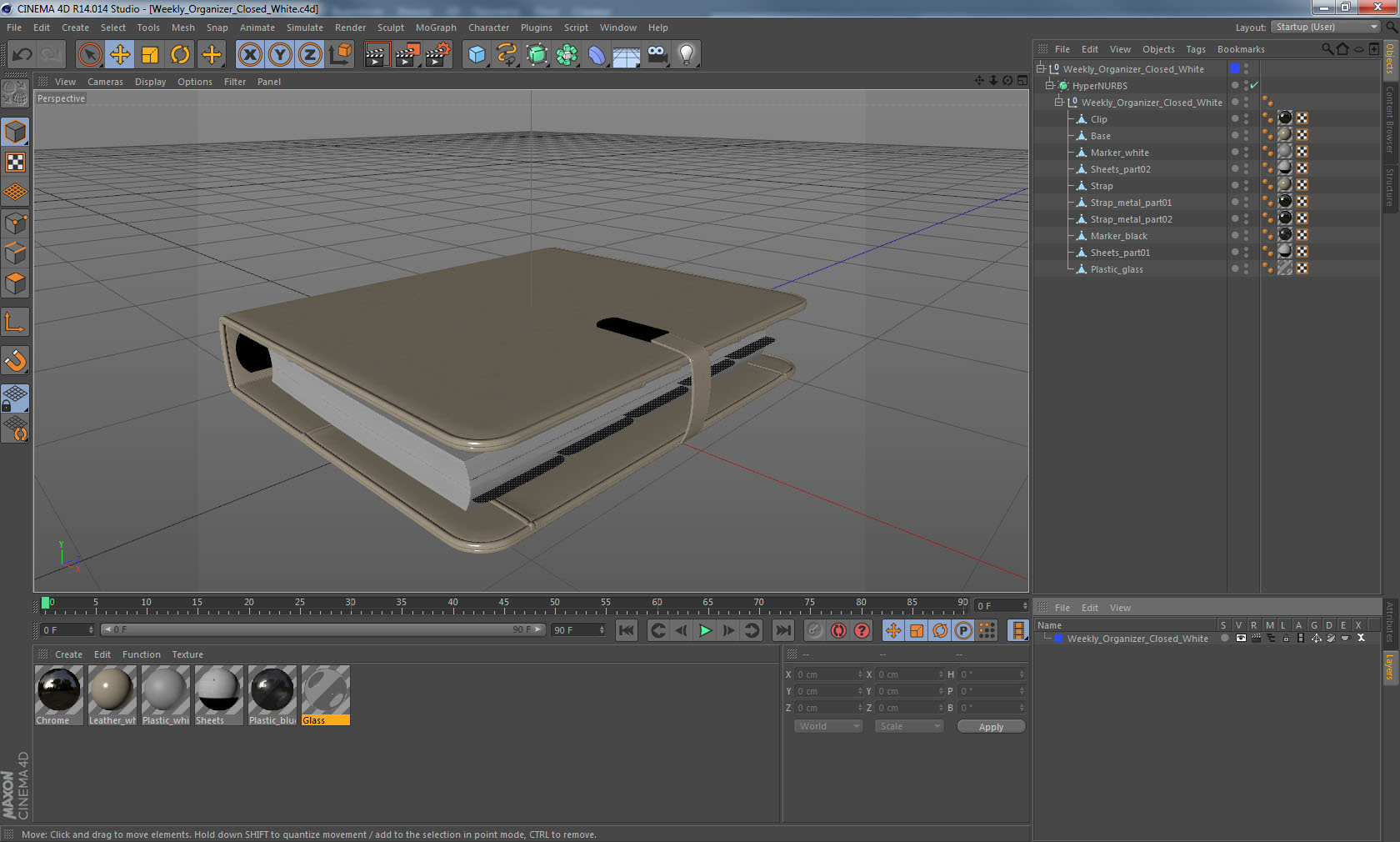 Weekly Organizer Closed White 3D model