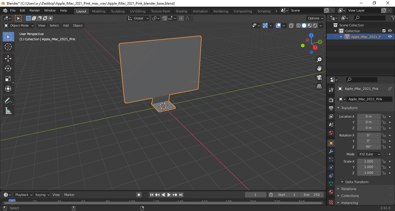 3D model Apple iMac 2021 Pink