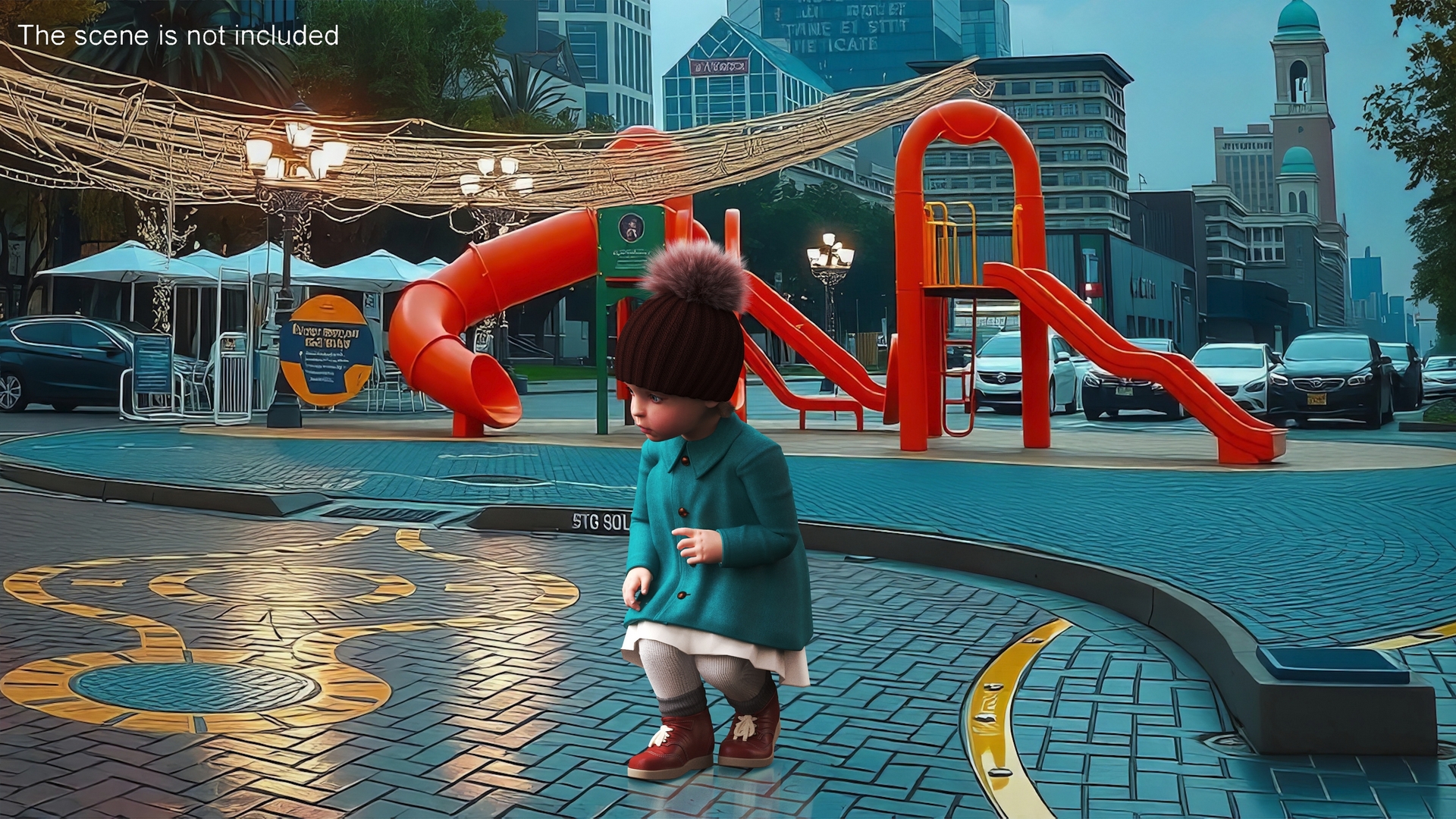 3D Baby Girl Outdoor Autumn Style Walking model