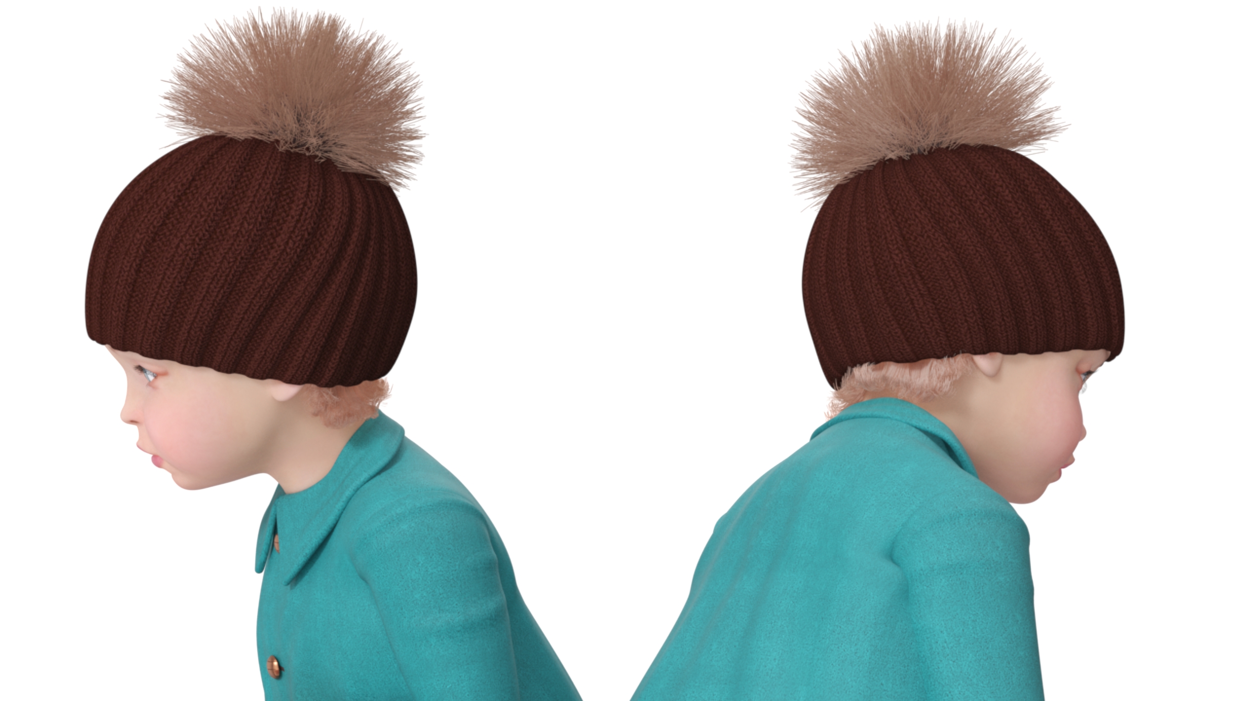 3D Baby Girl Outdoor Autumn Style Walking model