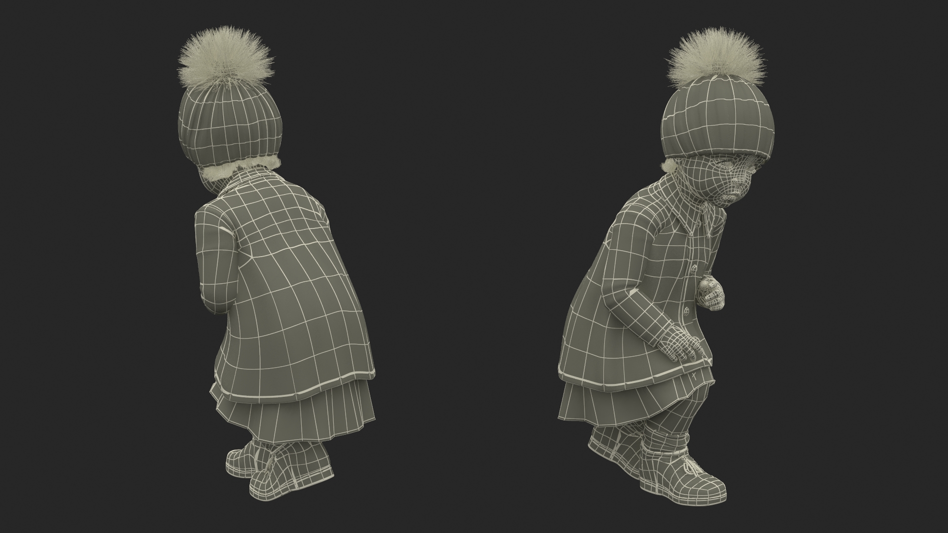 3D Baby Girl Outdoor Autumn Style Walking model