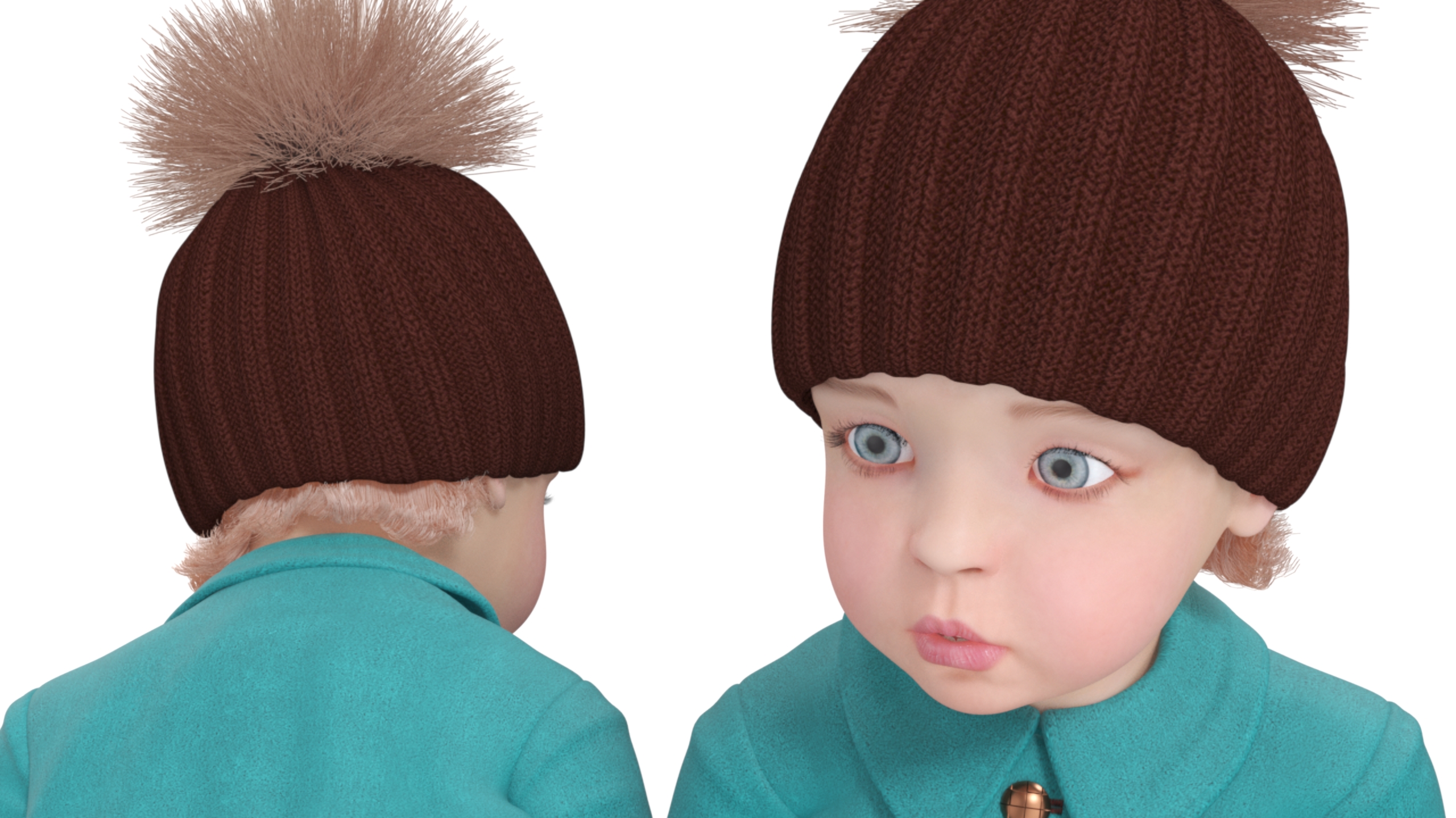 3D Baby Girl Outdoor Autumn Style Walking model