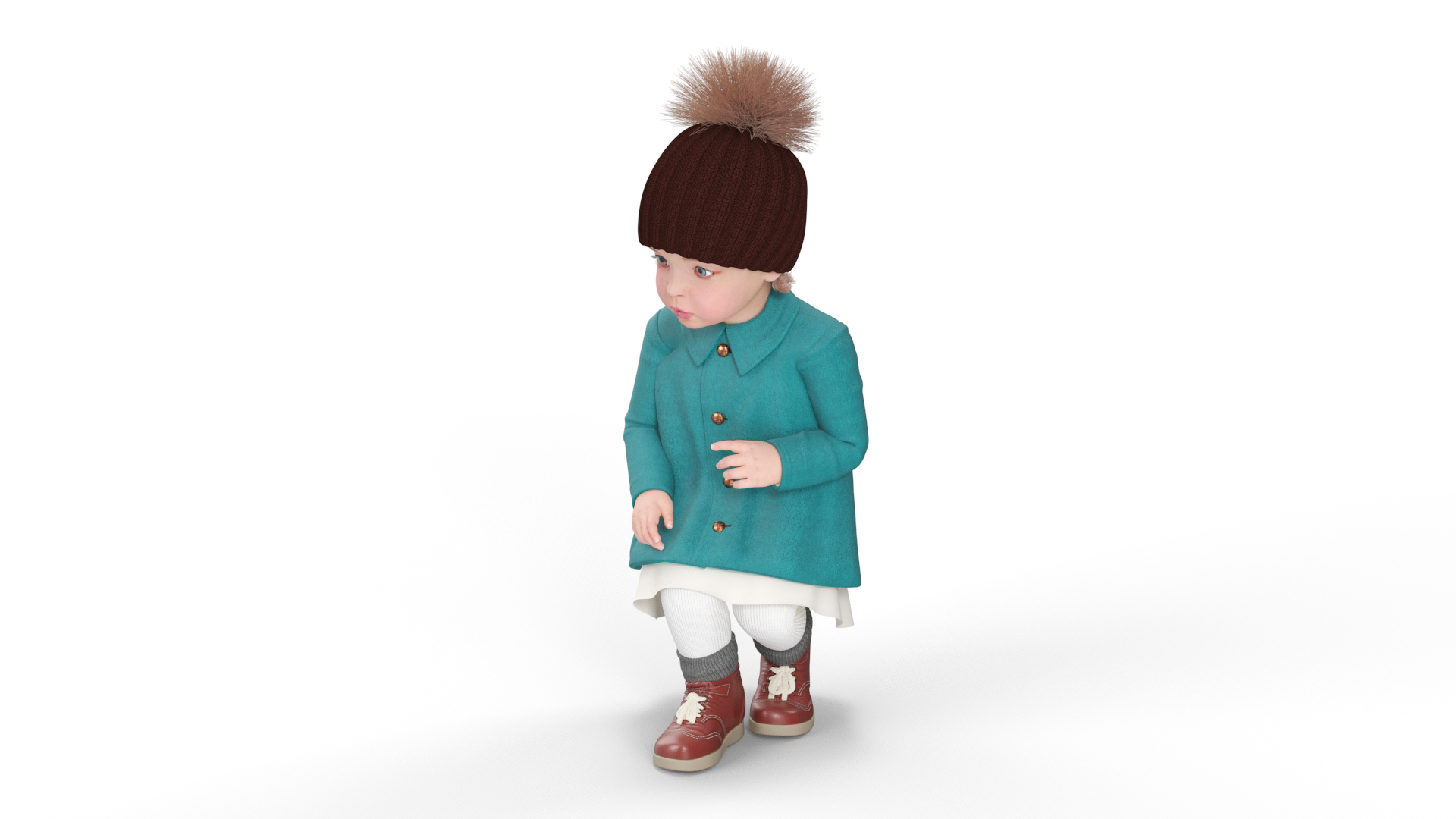 3D Baby Girl Outdoor Autumn Style Walking model