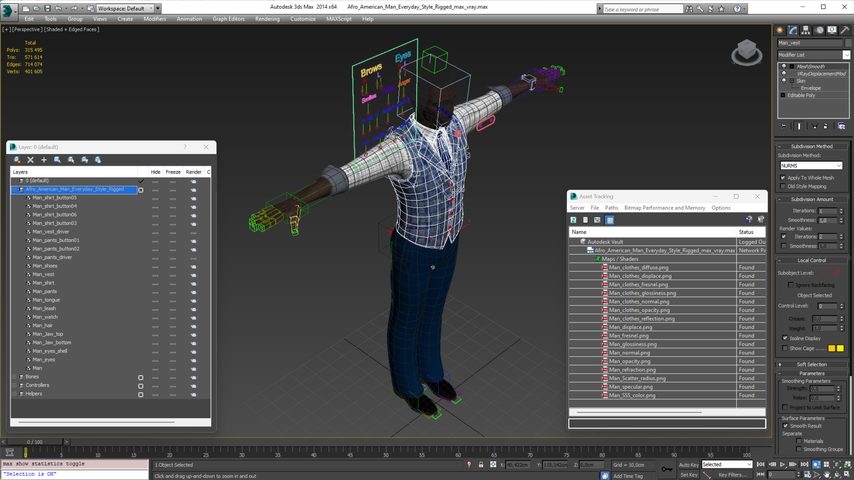 3D Afro American Man Everyday Style Rigged for Modo model