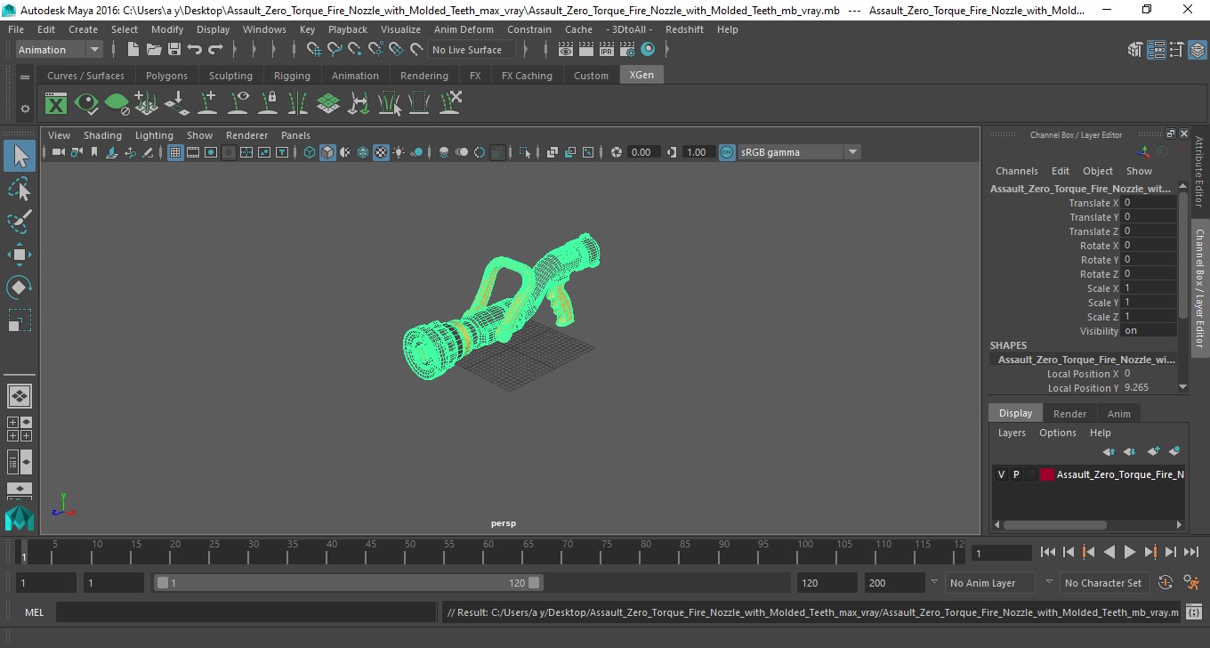 Assault Zero Torque Fire Nozzle with Molded Teeth 3D model