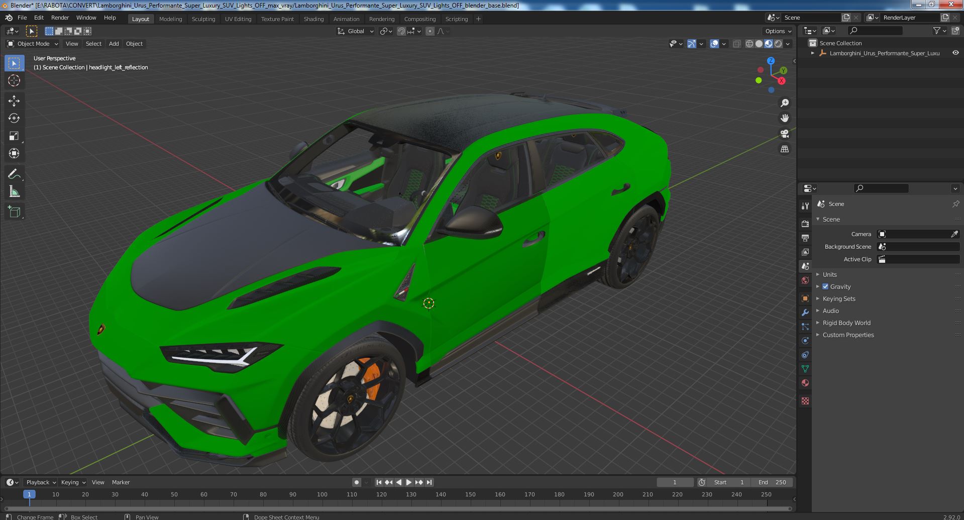 3D Lamborghini Urus Performante Super Luxury SUV Lights OFF