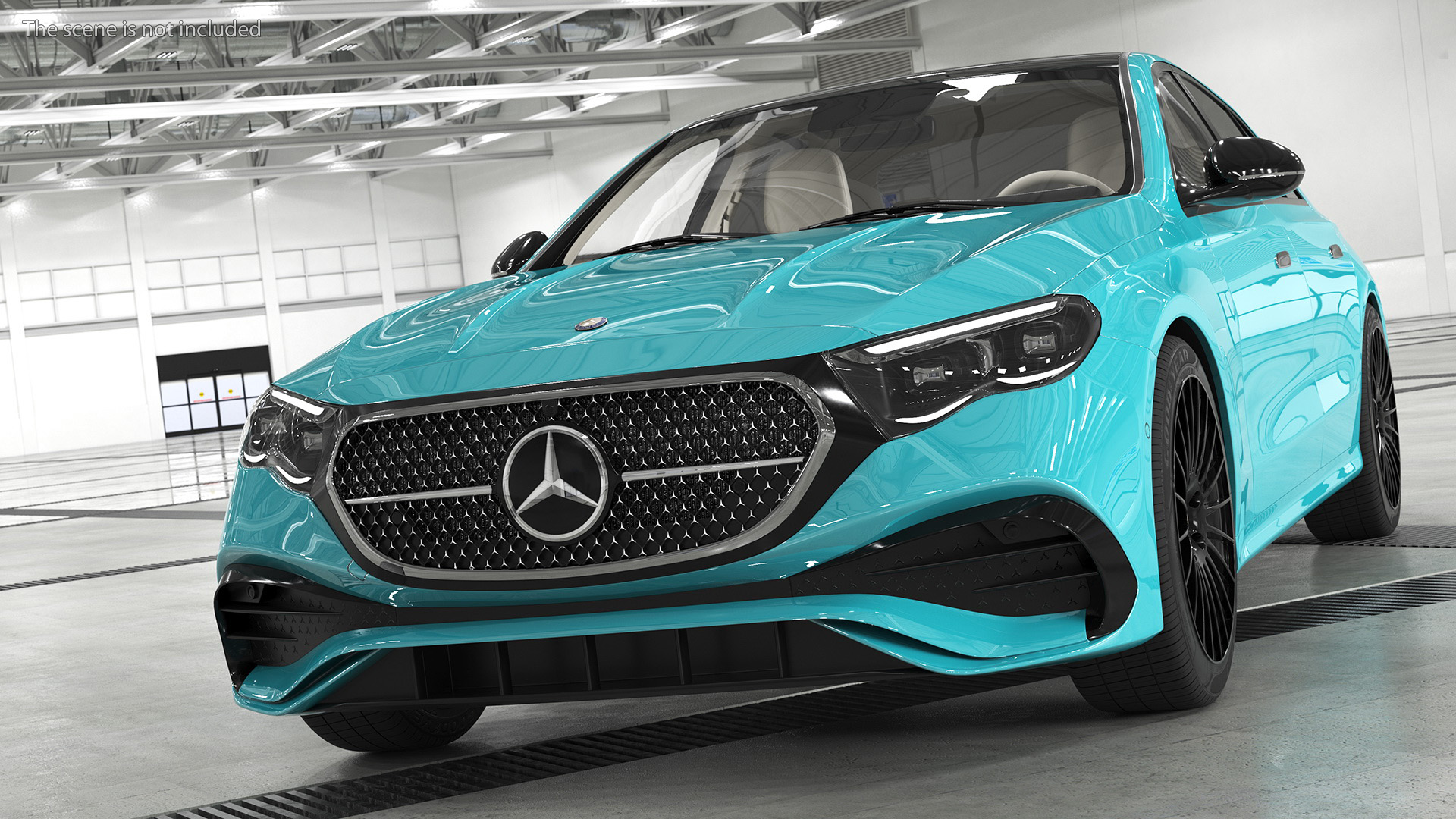 3D Mercedes E-class Turquoise Color Rigged for Maya model