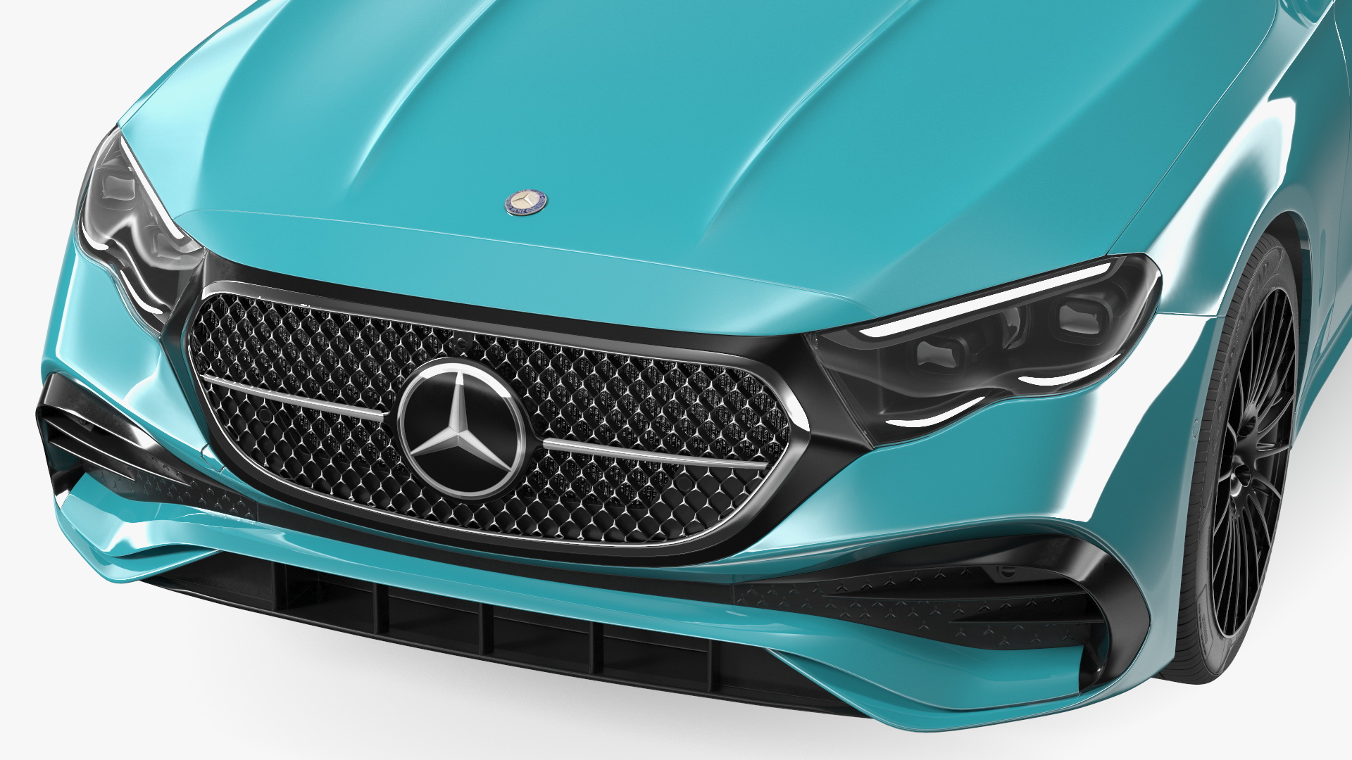 3D Mercedes E-class Turquoise Color Rigged for Maya model