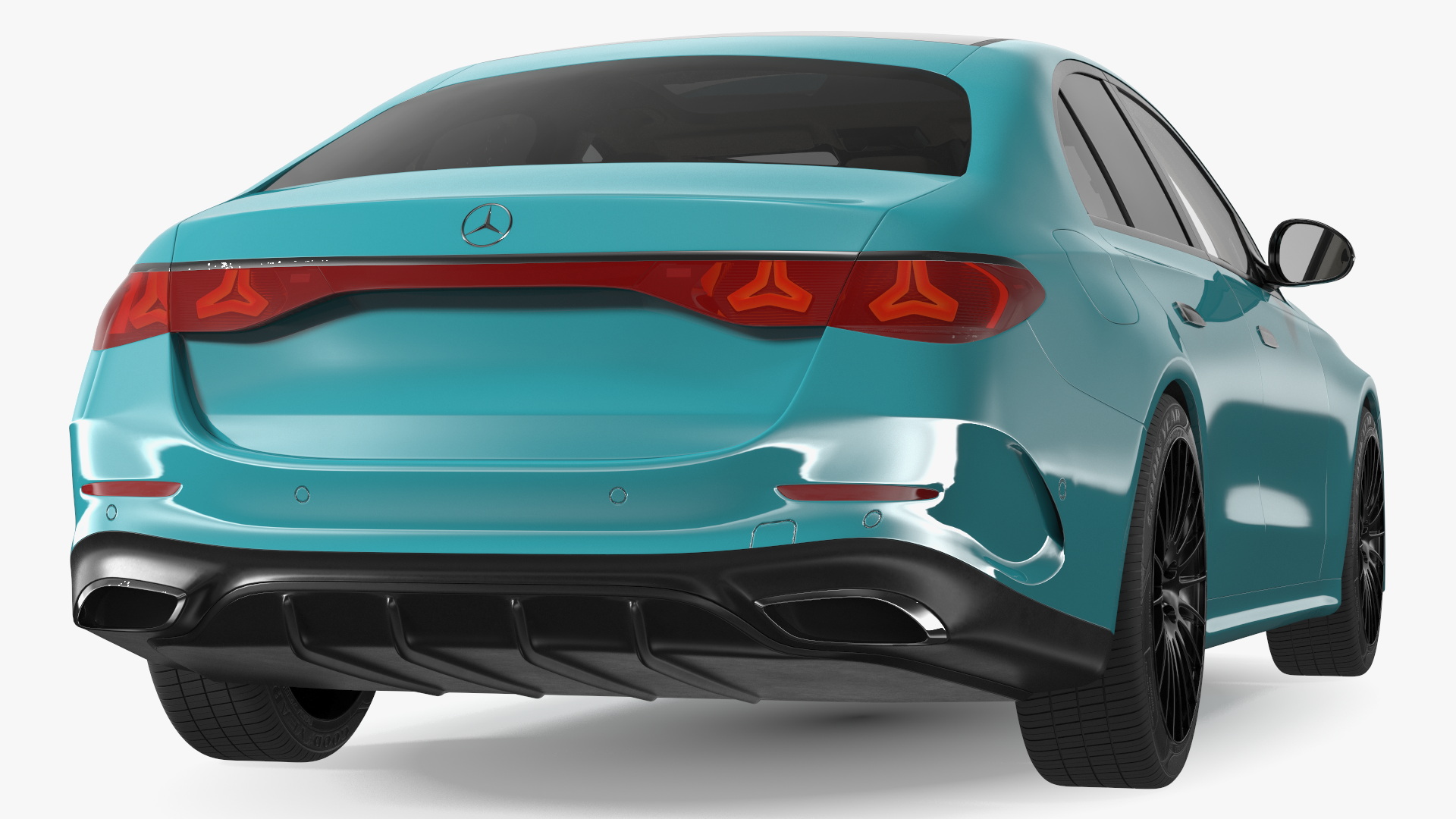 3D Mercedes E-class Turquoise Color Rigged for Maya model