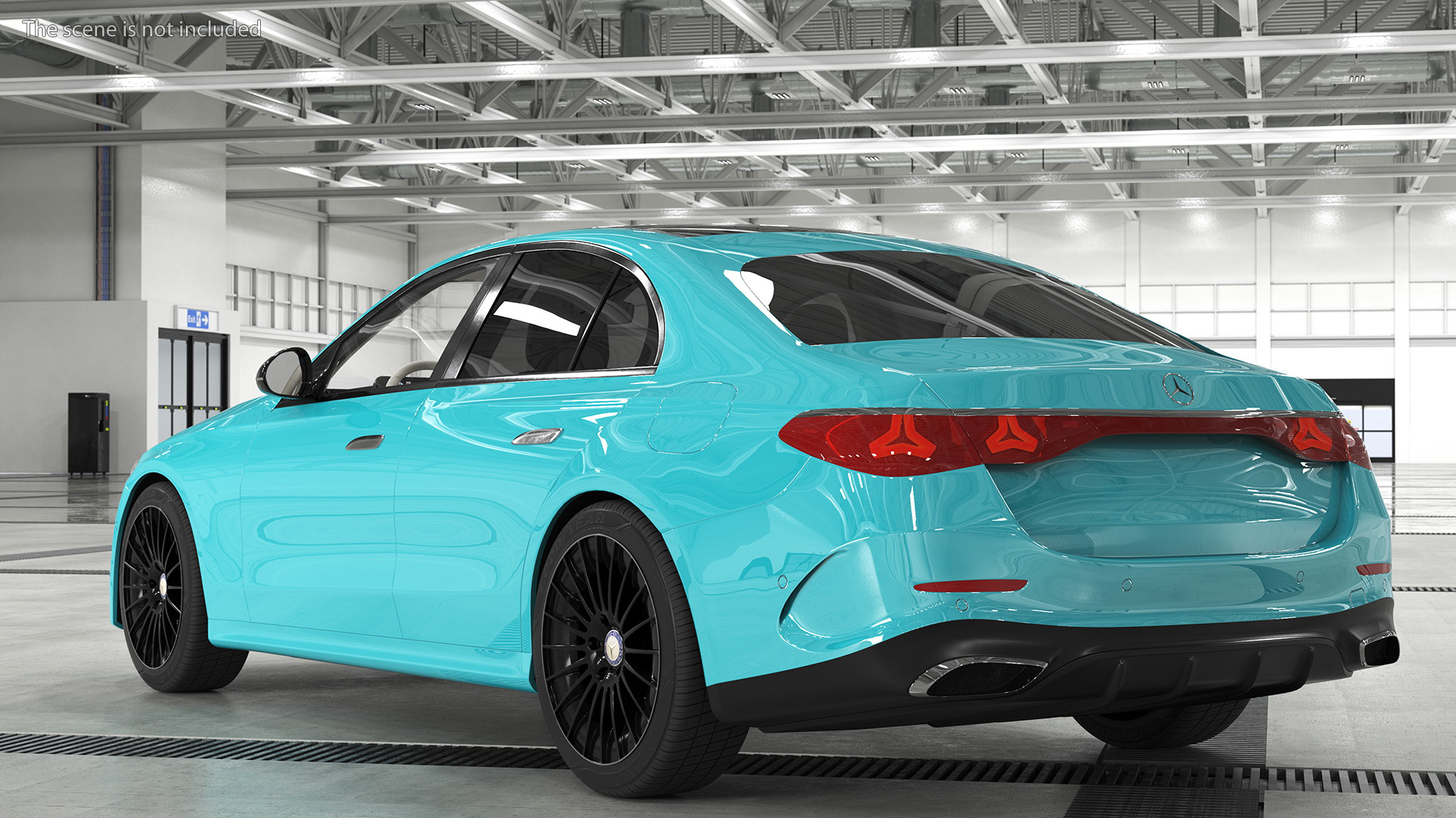 3D Mercedes E-class Turquoise Color Rigged for Maya model