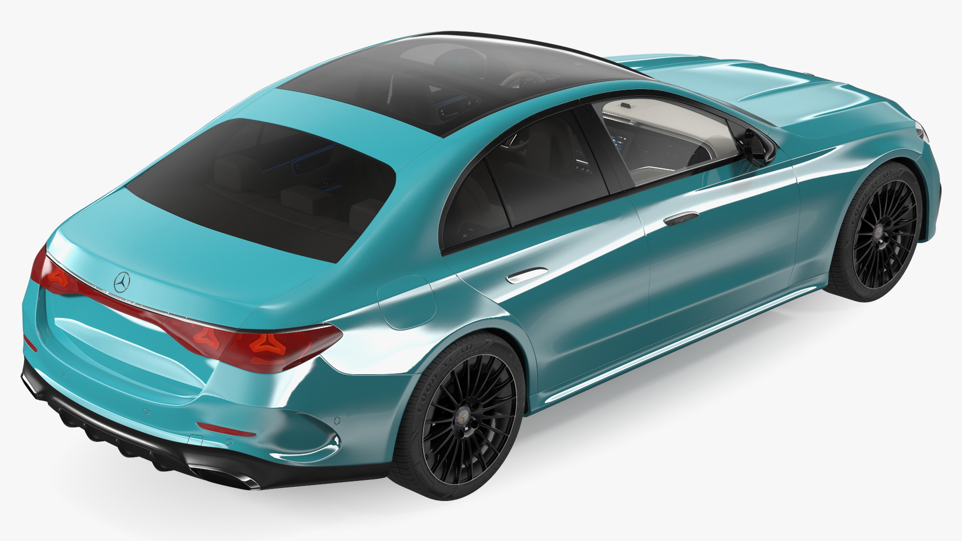 3D Mercedes E-class Turquoise Color Rigged for Maya model