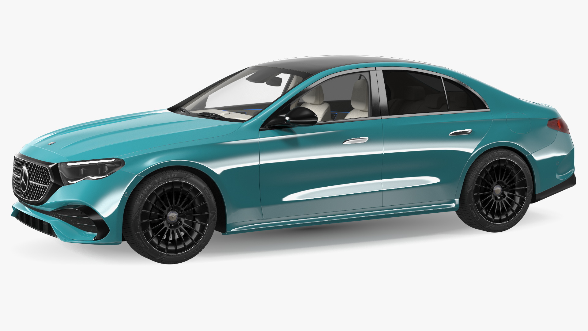 3D Mercedes E-class Turquoise Color Rigged for Maya model