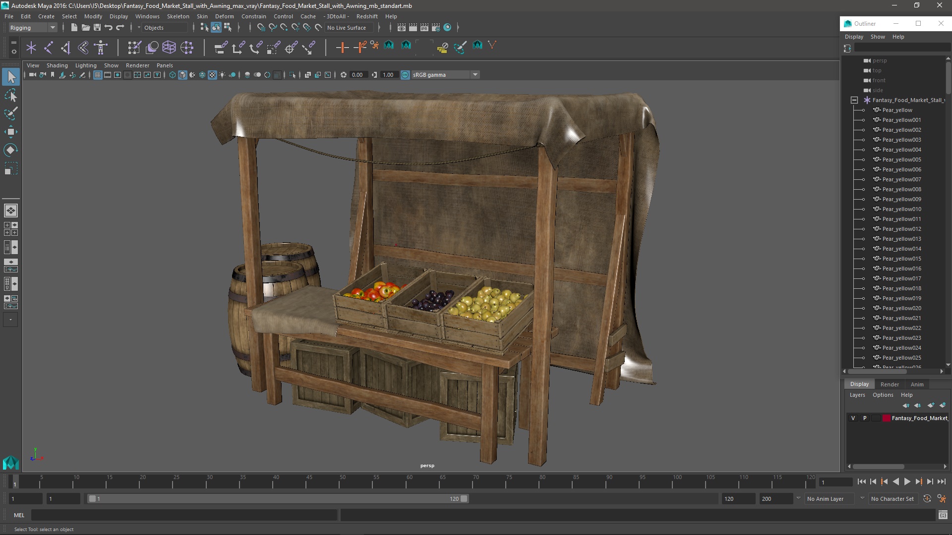 Fantasy Food Market Stall with Awning 3D