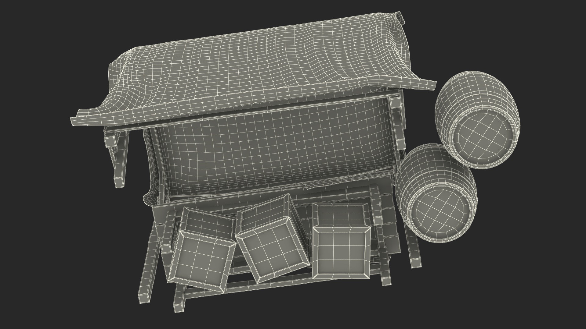 Fantasy Food Market Stall with Awning 3D
