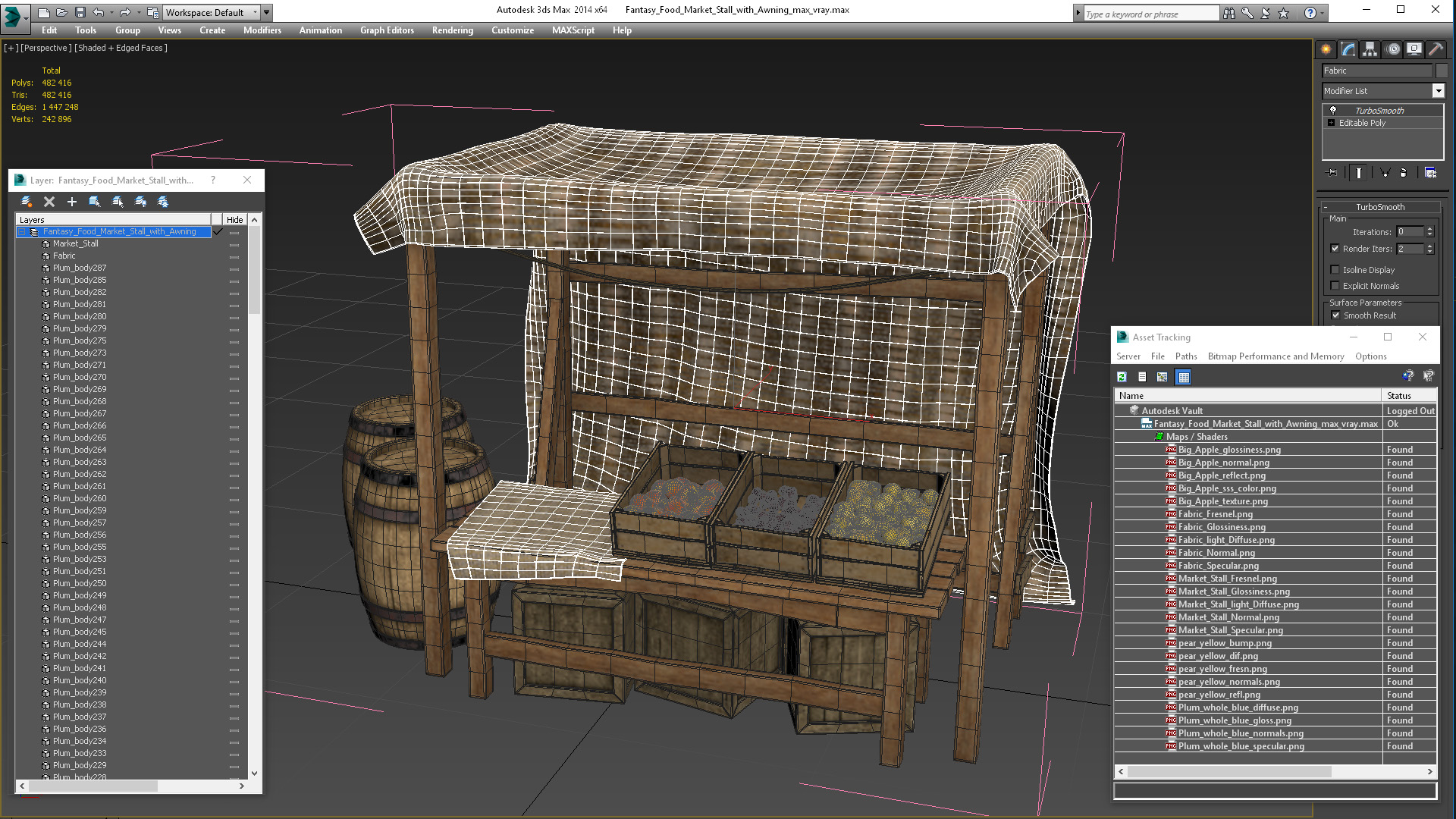 Fantasy Food Market Stall with Awning 3D