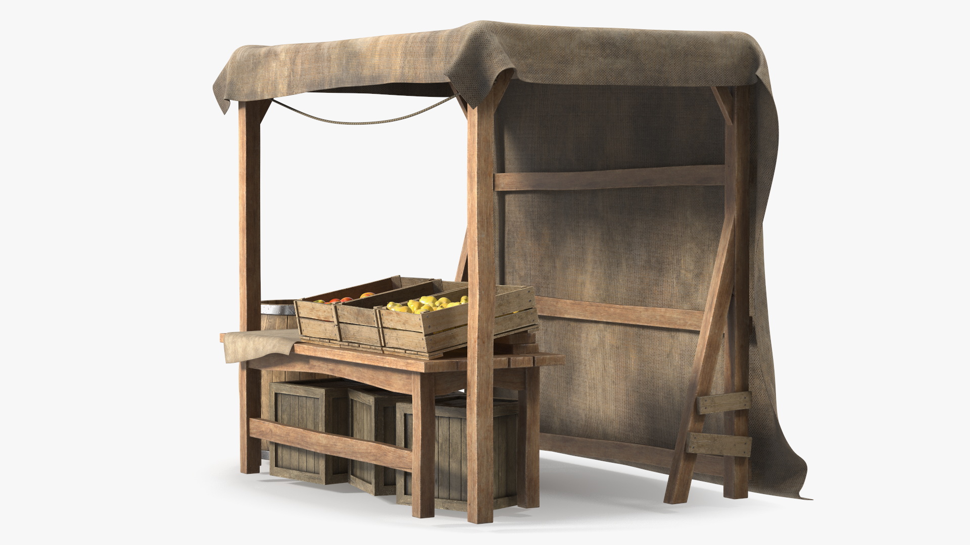 Fantasy Food Market Stall with Awning 3D