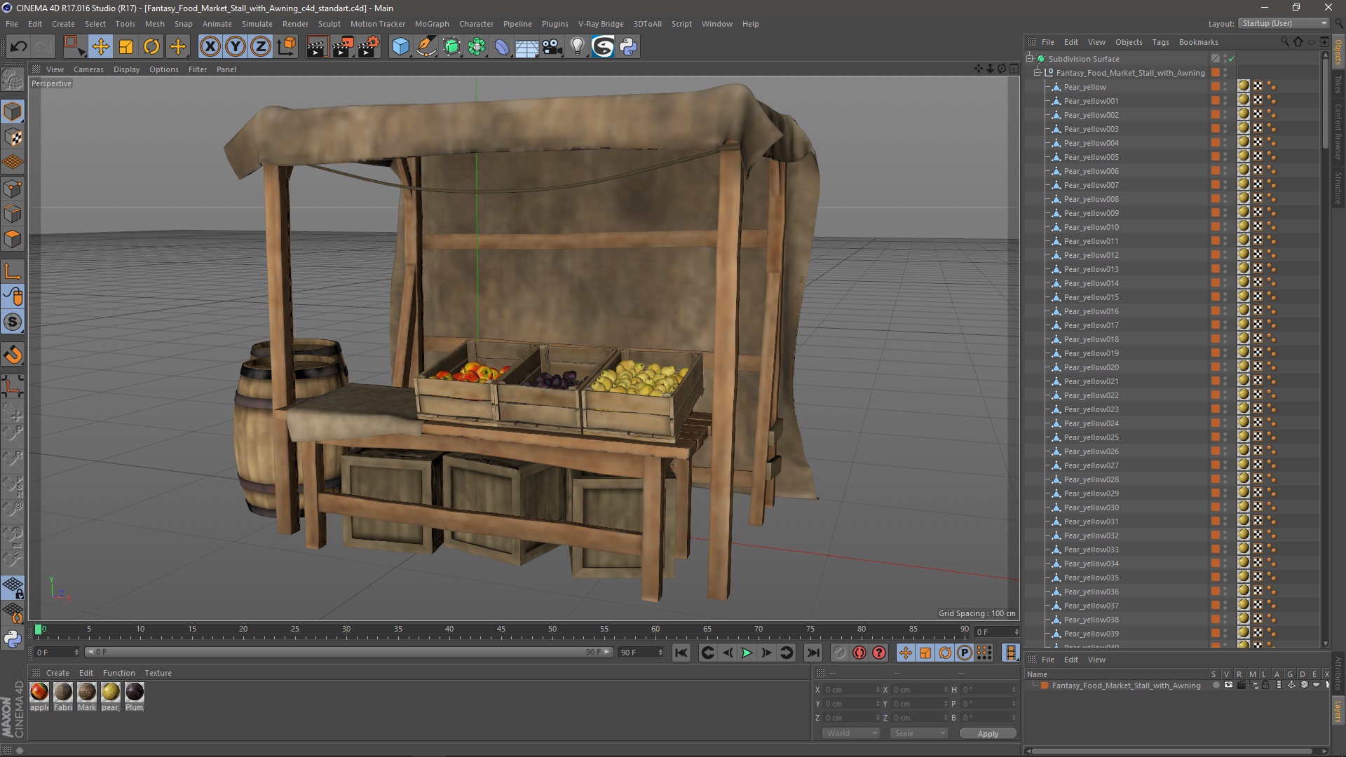 Fantasy Food Market Stall with Awning 3D