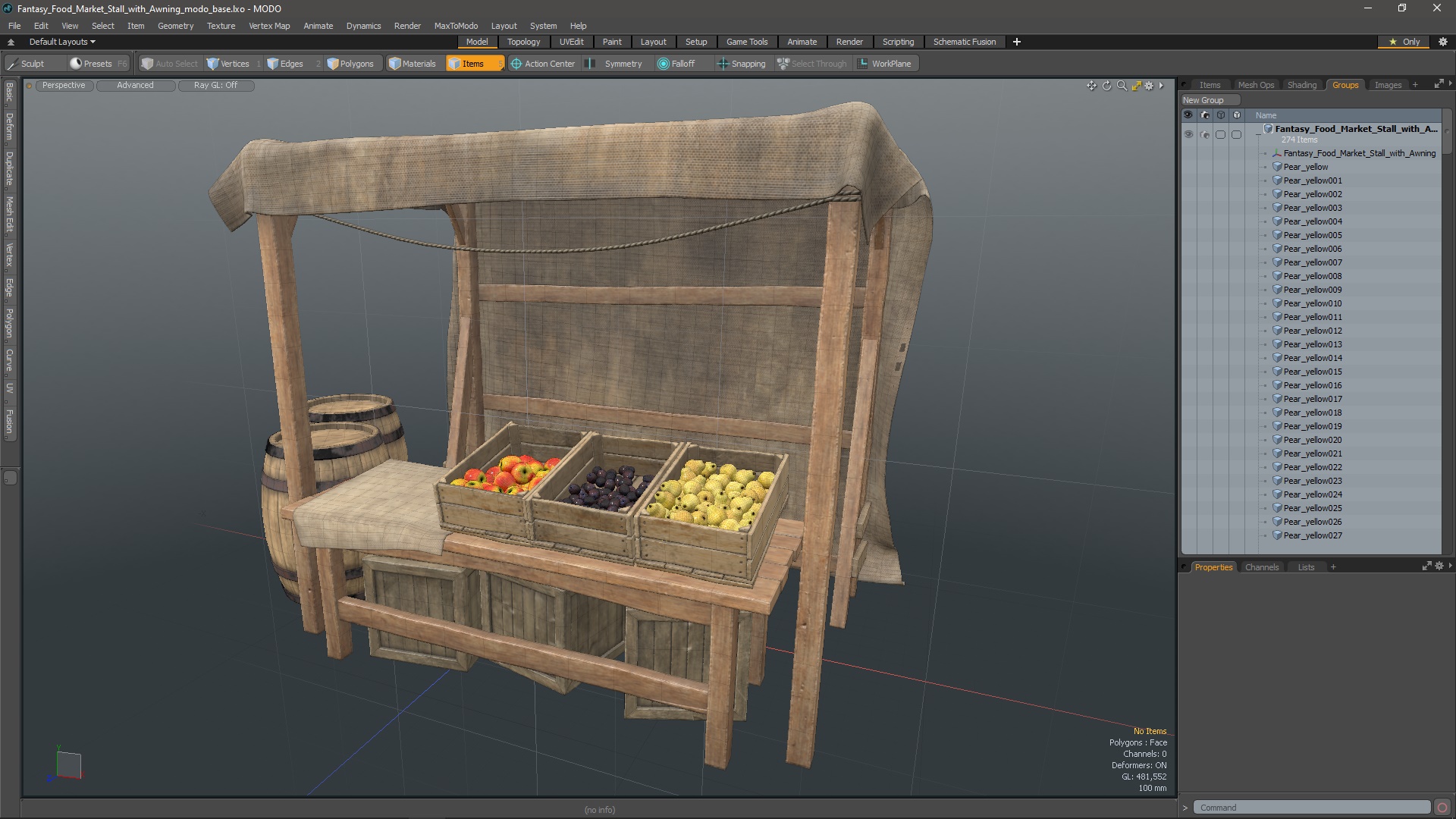 Fantasy Food Market Stall with Awning 3D