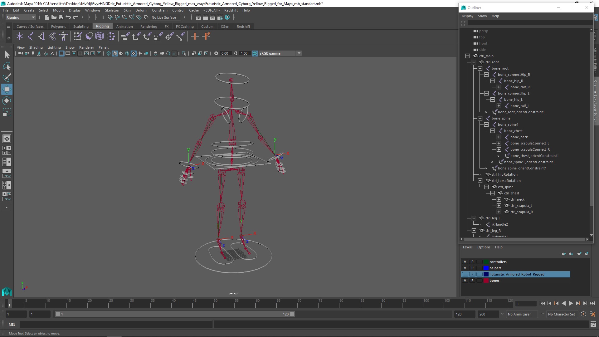 3D Futuristic Armored Cyborg Yellow Rigged for Maya model