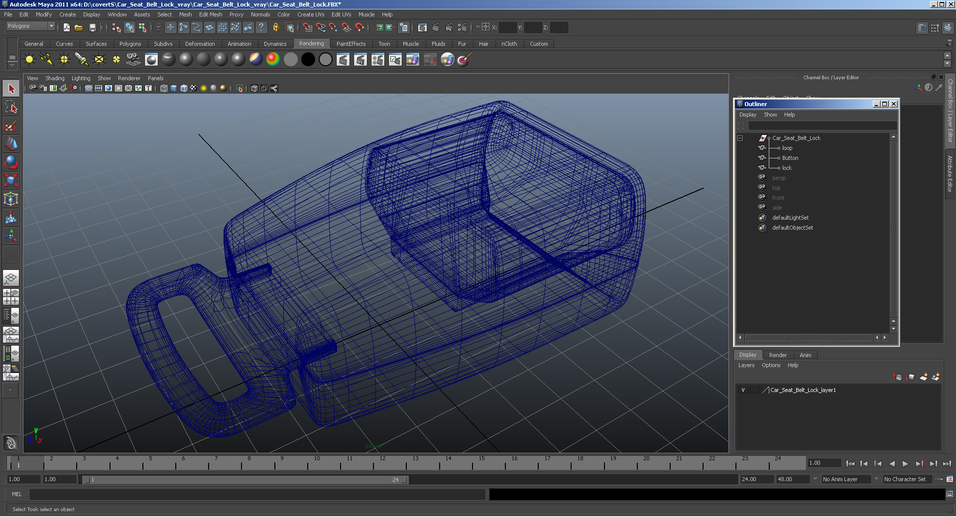 3D Car Seat Belt Lock model