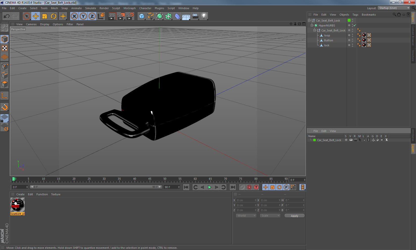 3D Car Seat Belt Lock model