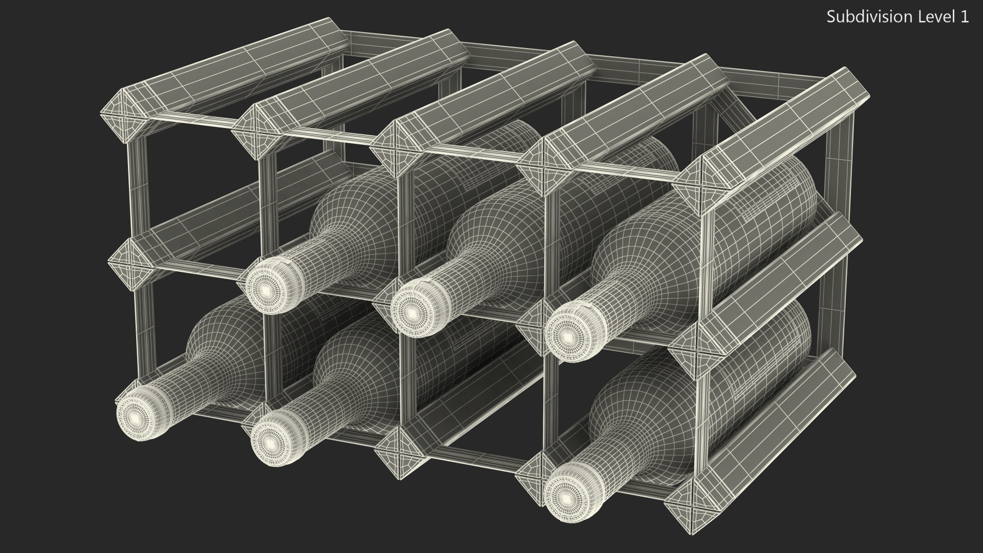 Classical Design Wine Rack with Wine Bottles 3D model