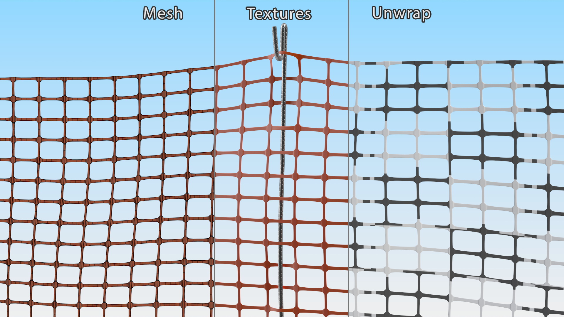 3D Barrier Mesh Fence Line model