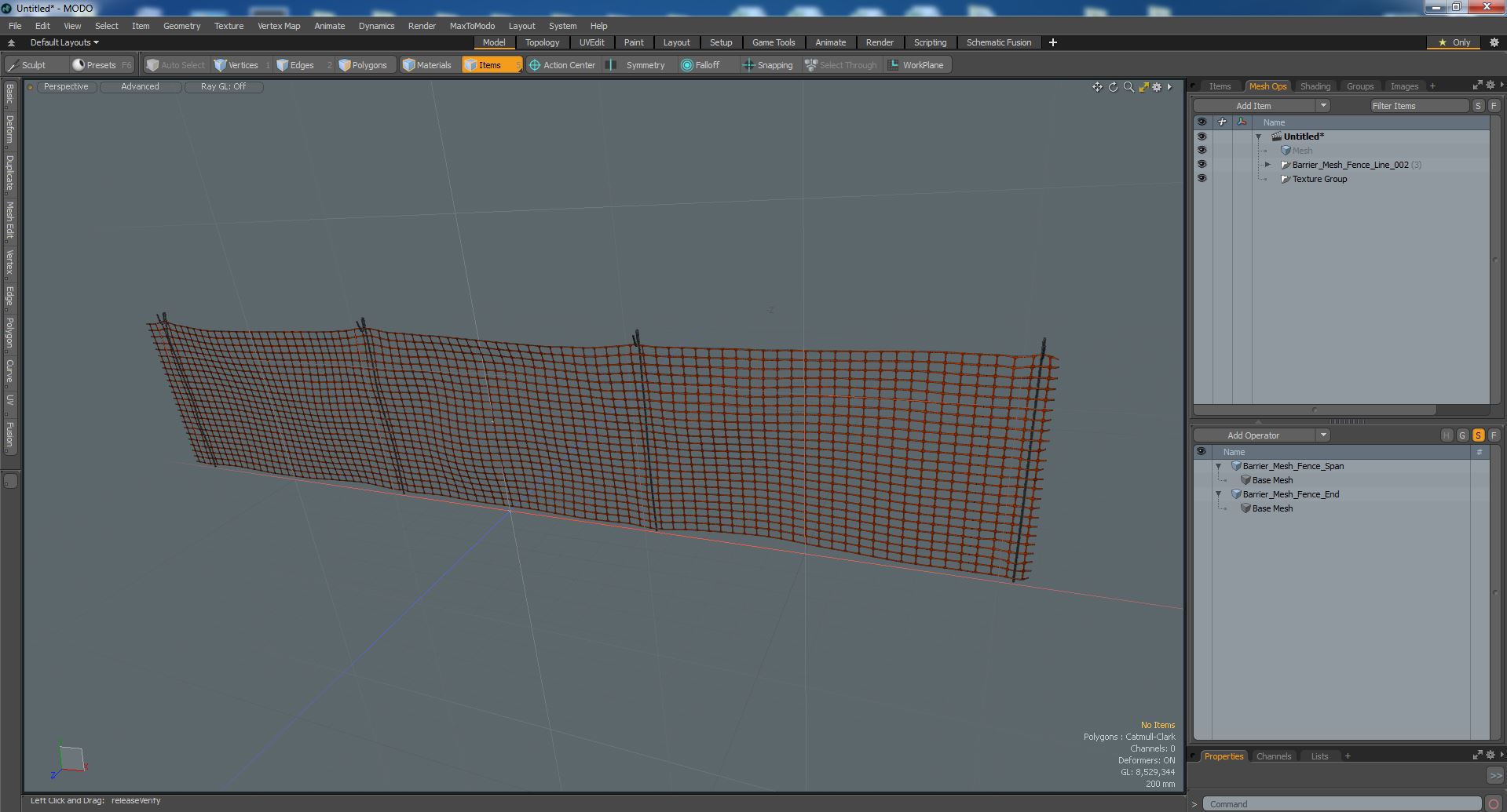 3D Barrier Mesh Fence Line model
