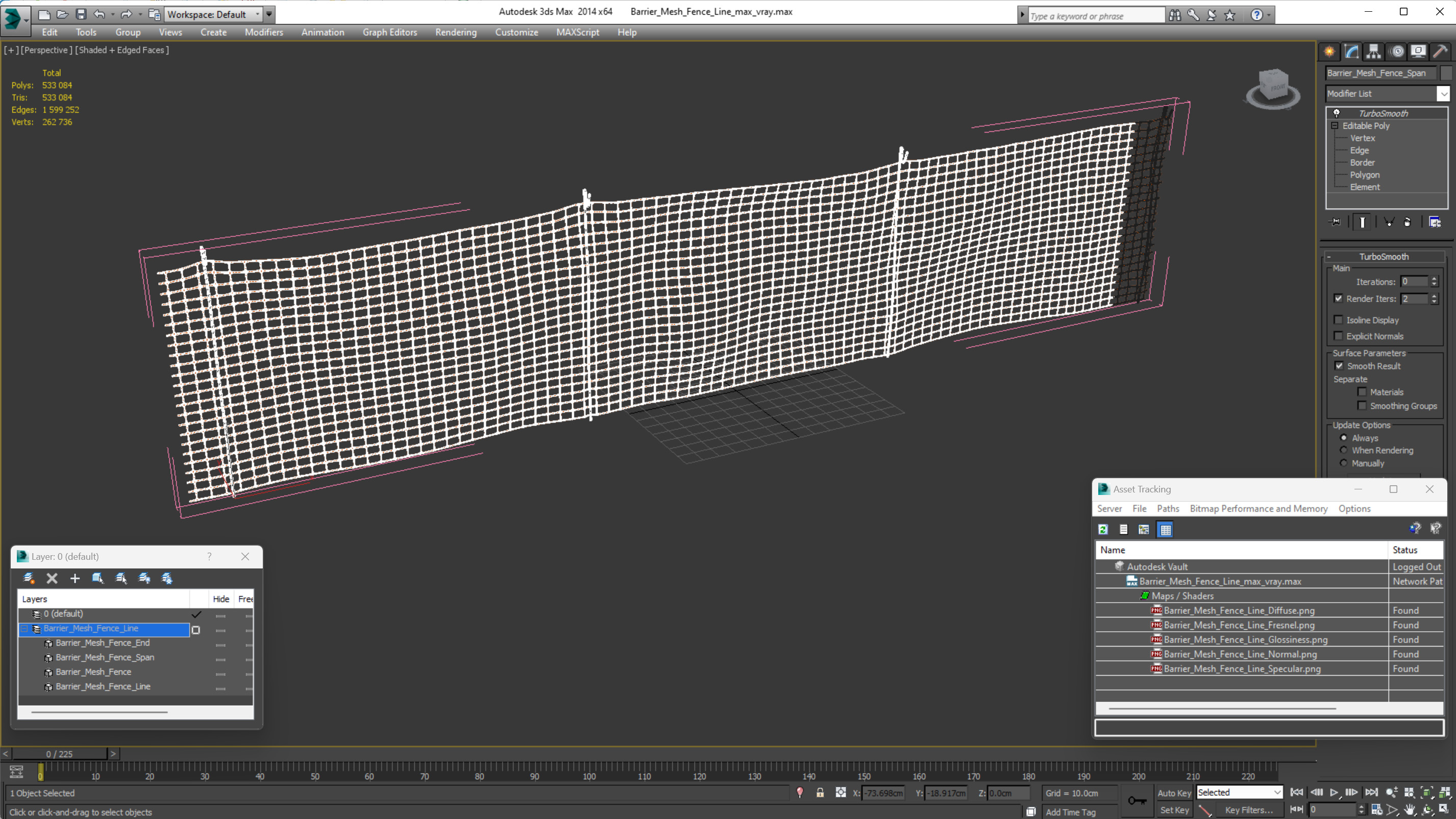 3D Barrier Mesh Fence Line model