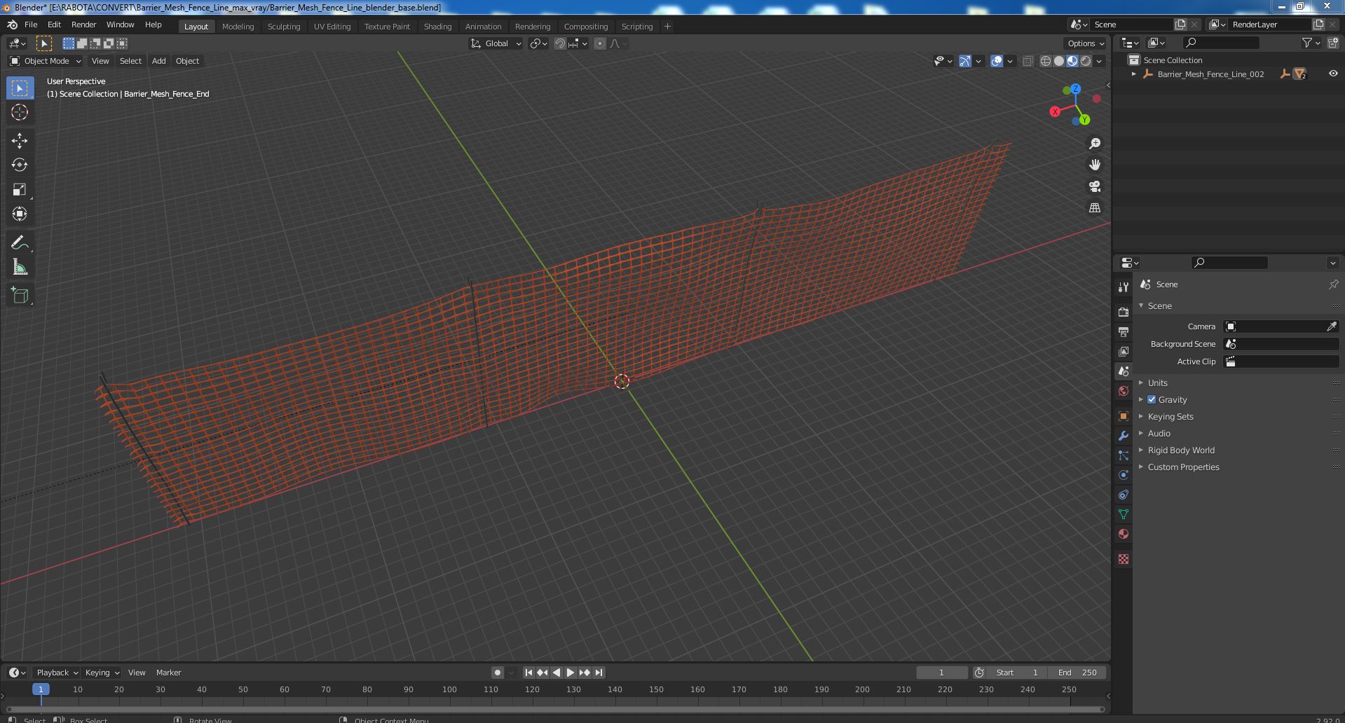 3D Barrier Mesh Fence Line model