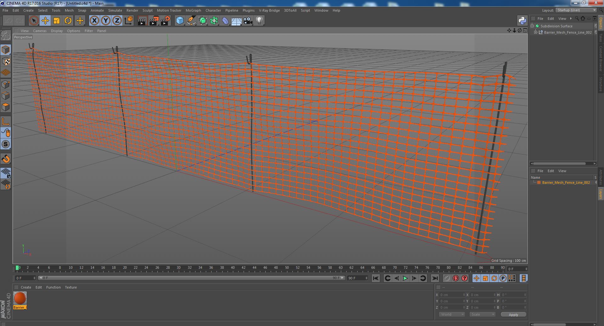 3D Barrier Mesh Fence Line model