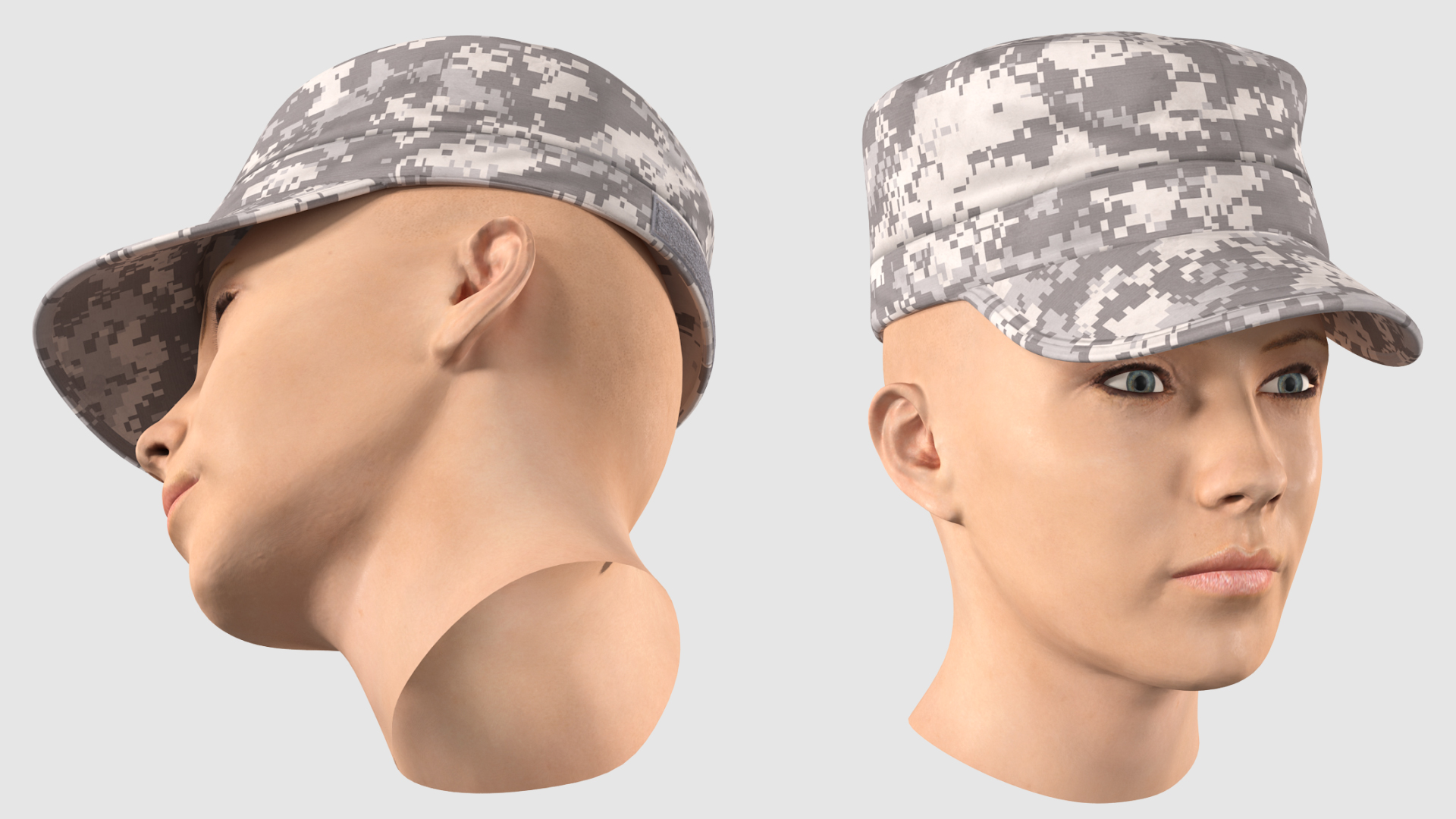 Female Soldier Head 3D model