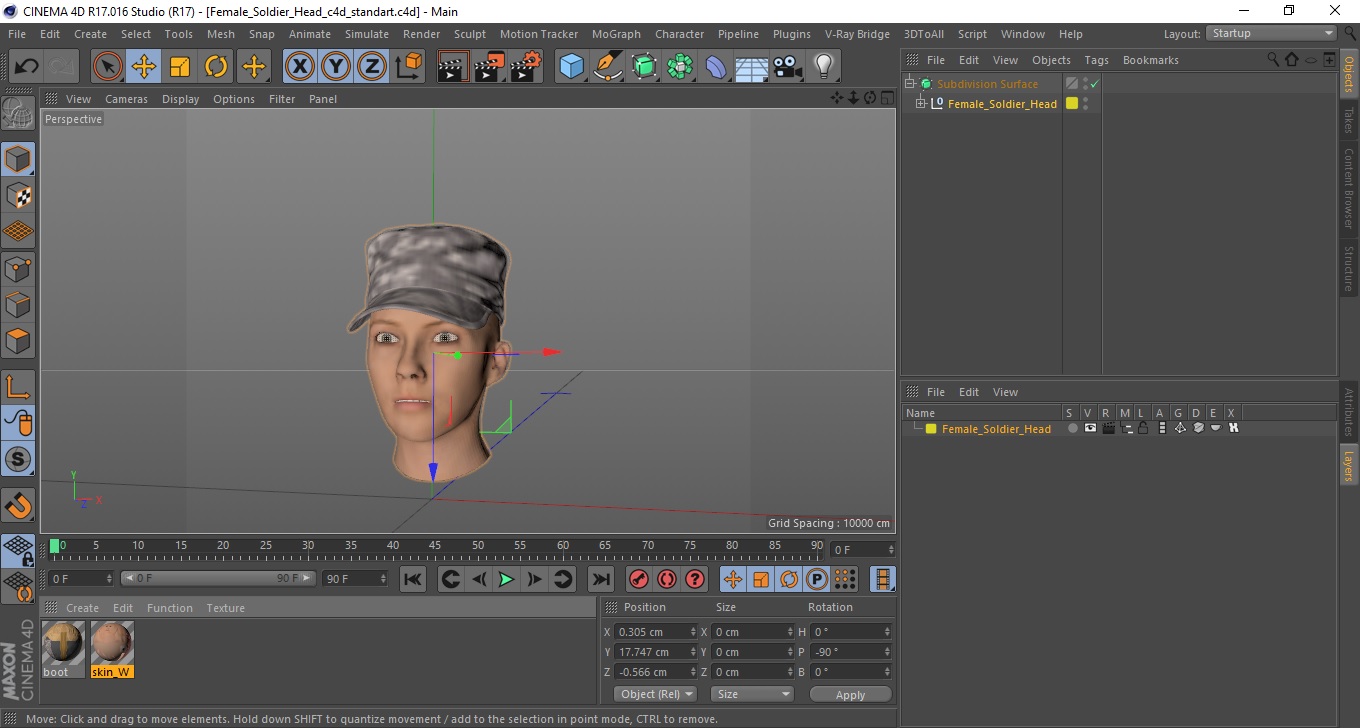 Female Soldier Head 3D model