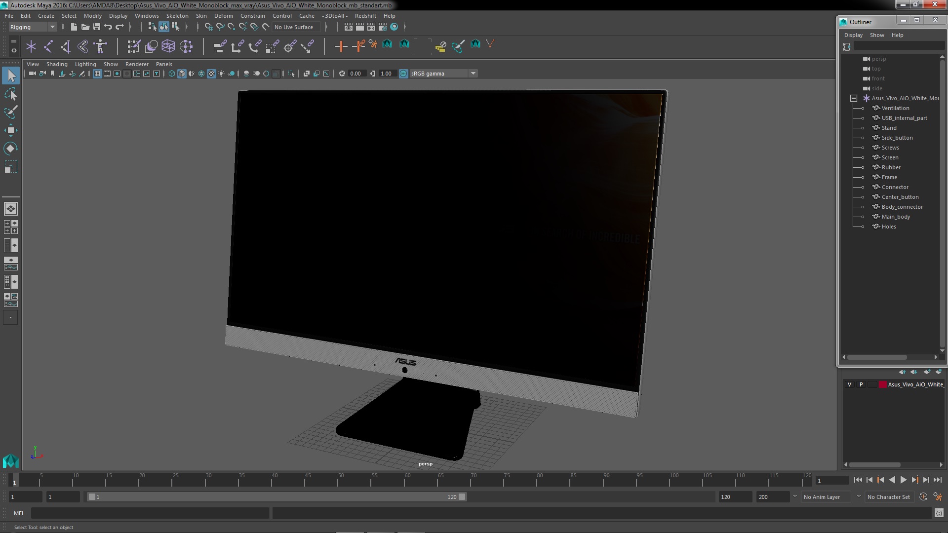 Asus Vivo AiO White Monoblock 3D model