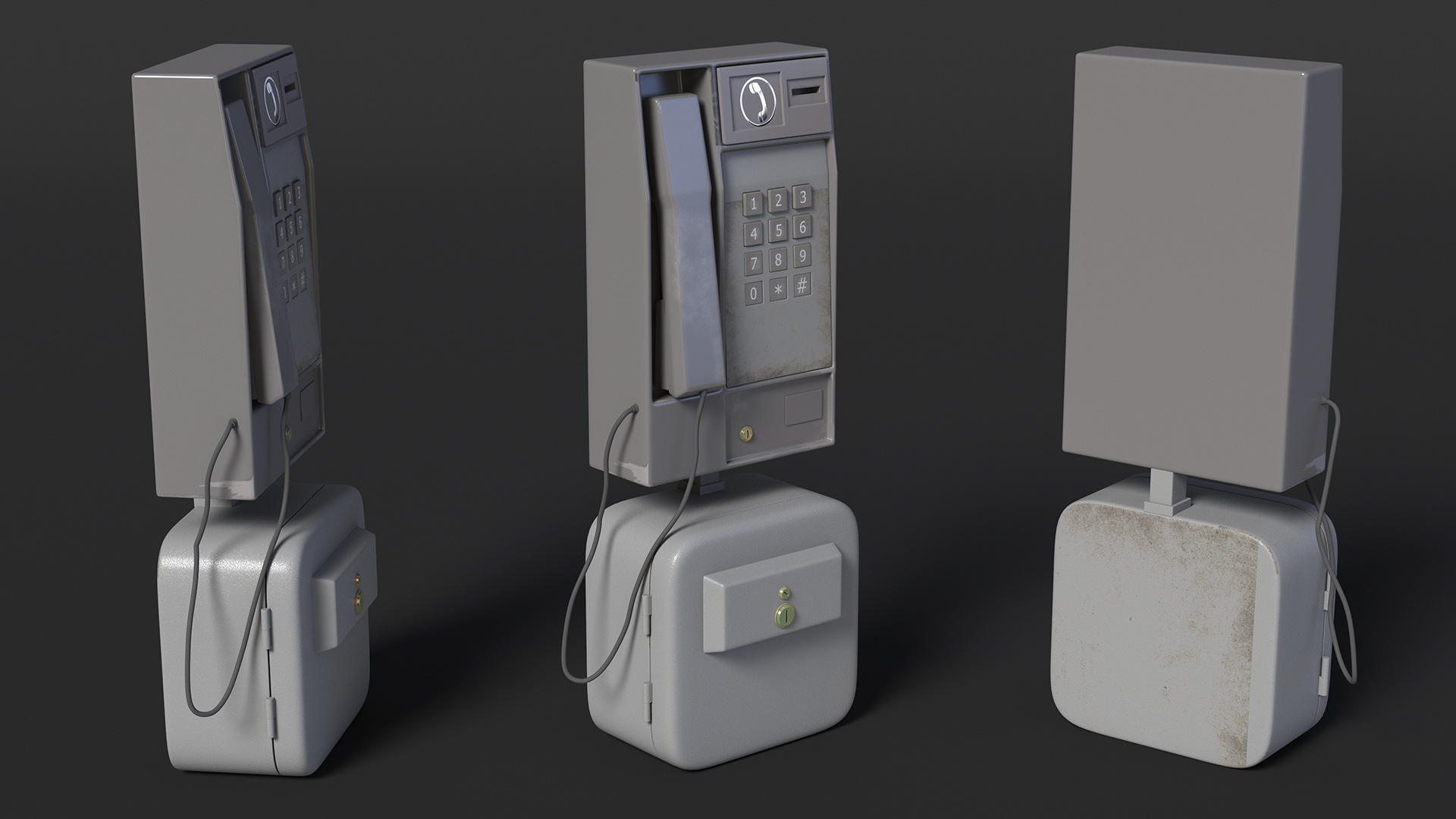 3D Payphone with Base Unit model