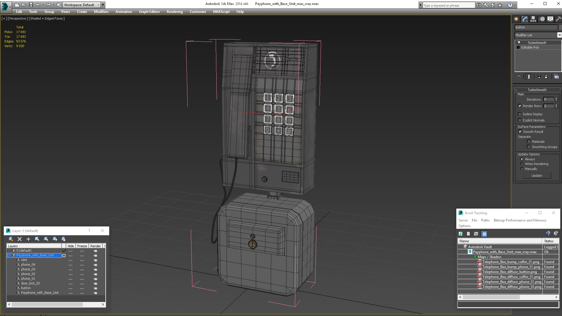 3D Payphone with Base Unit model