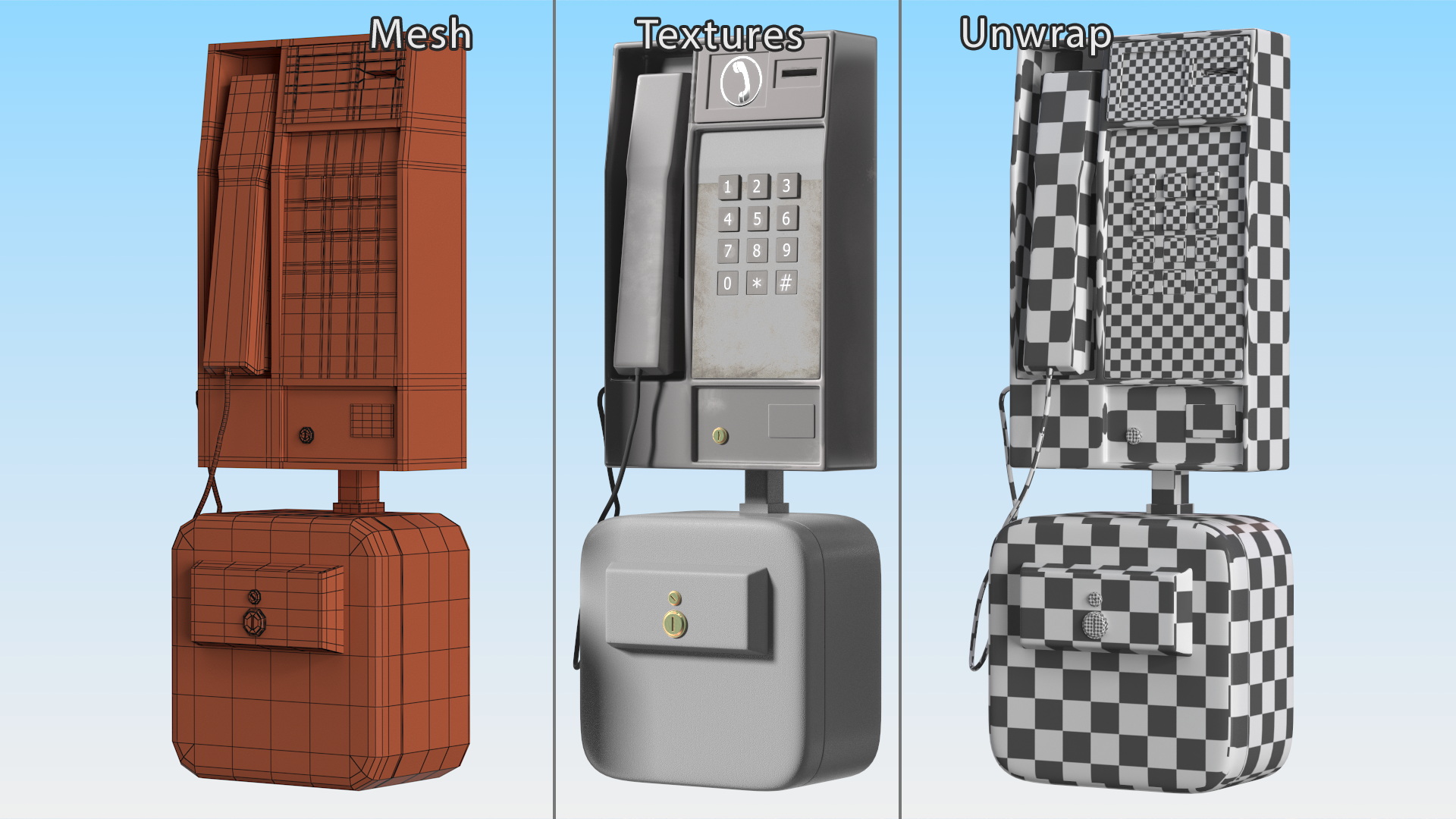 3D Payphone with Base Unit model