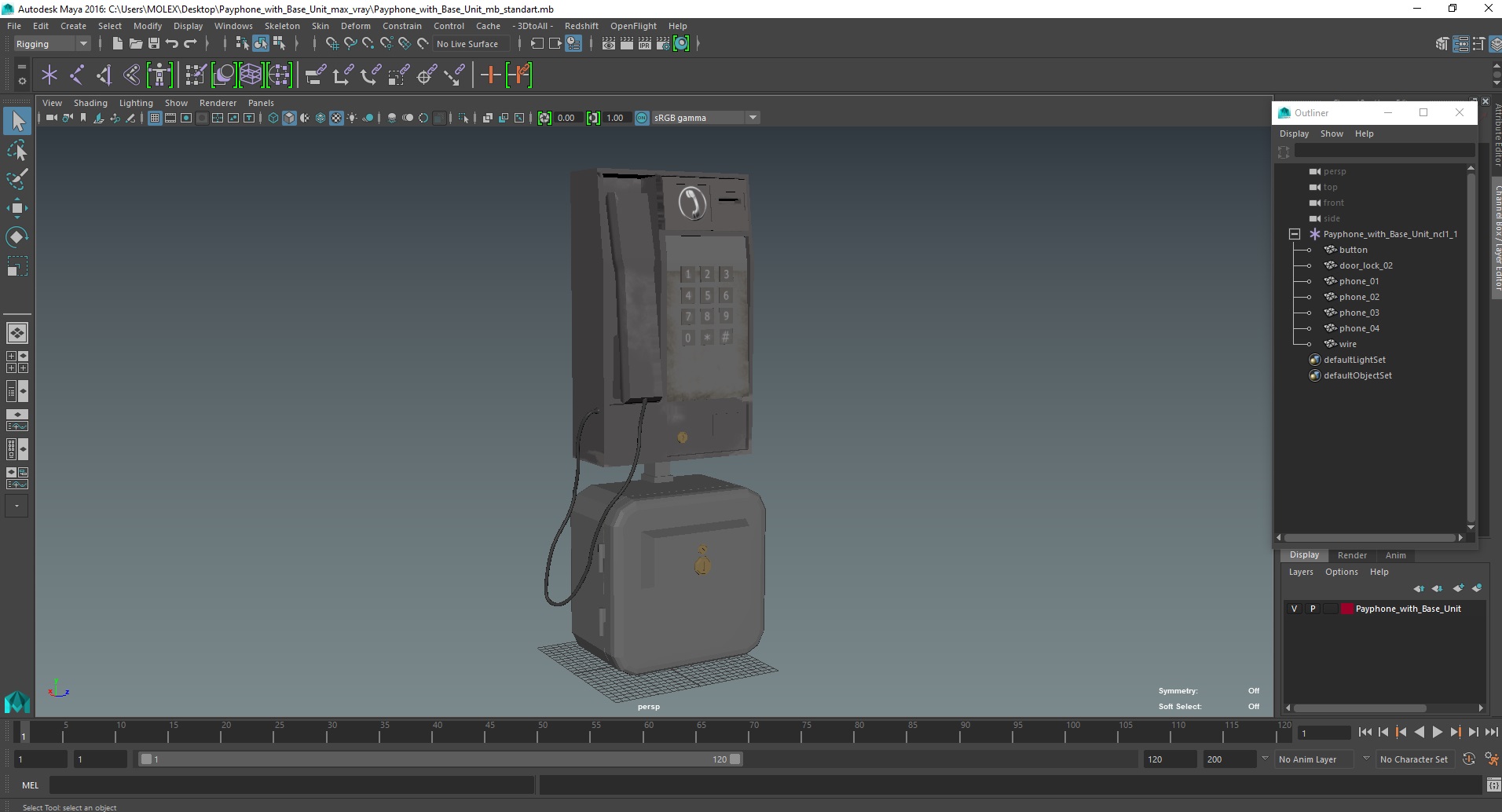 3D Payphone with Base Unit model