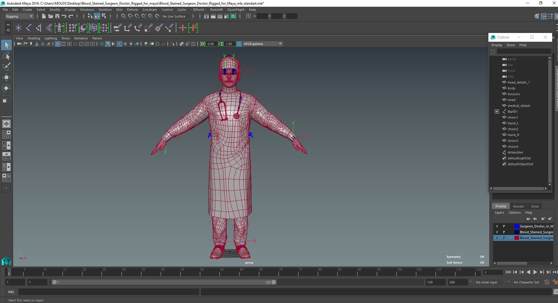 Blood Stained Surgeon Doctor Rigged for Maya 3D model