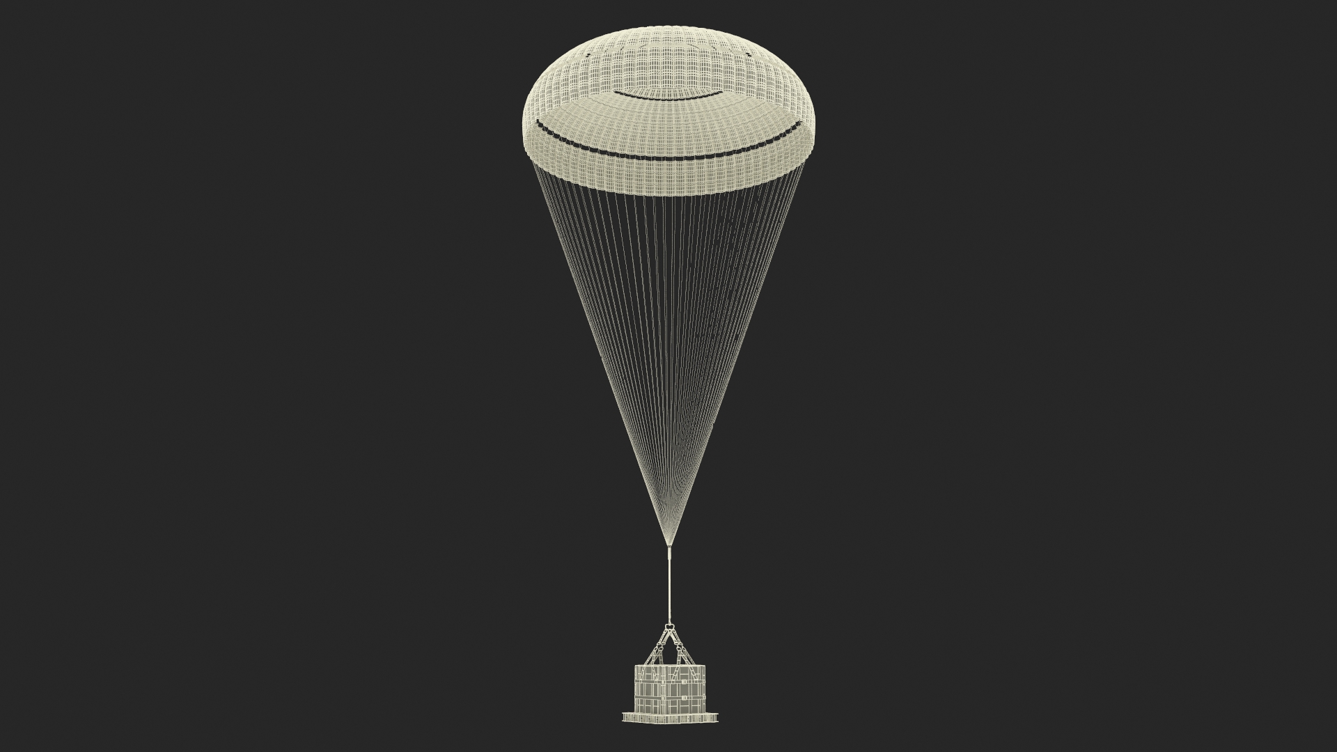 3D Subscale Parachute Single with Cargo Yellow model