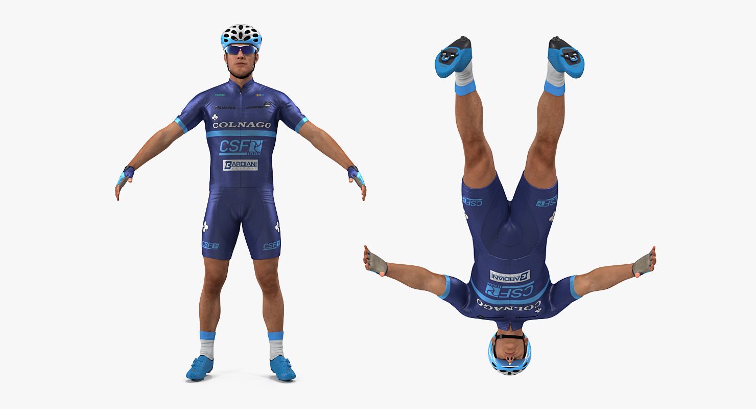 Athlete Cyclist Blue Rigged 3D