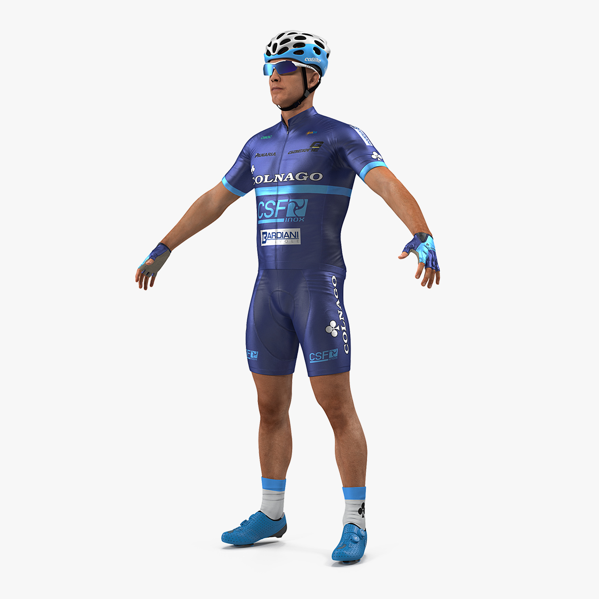Athlete Cyclist Blue Rigged 3D Model, view 4