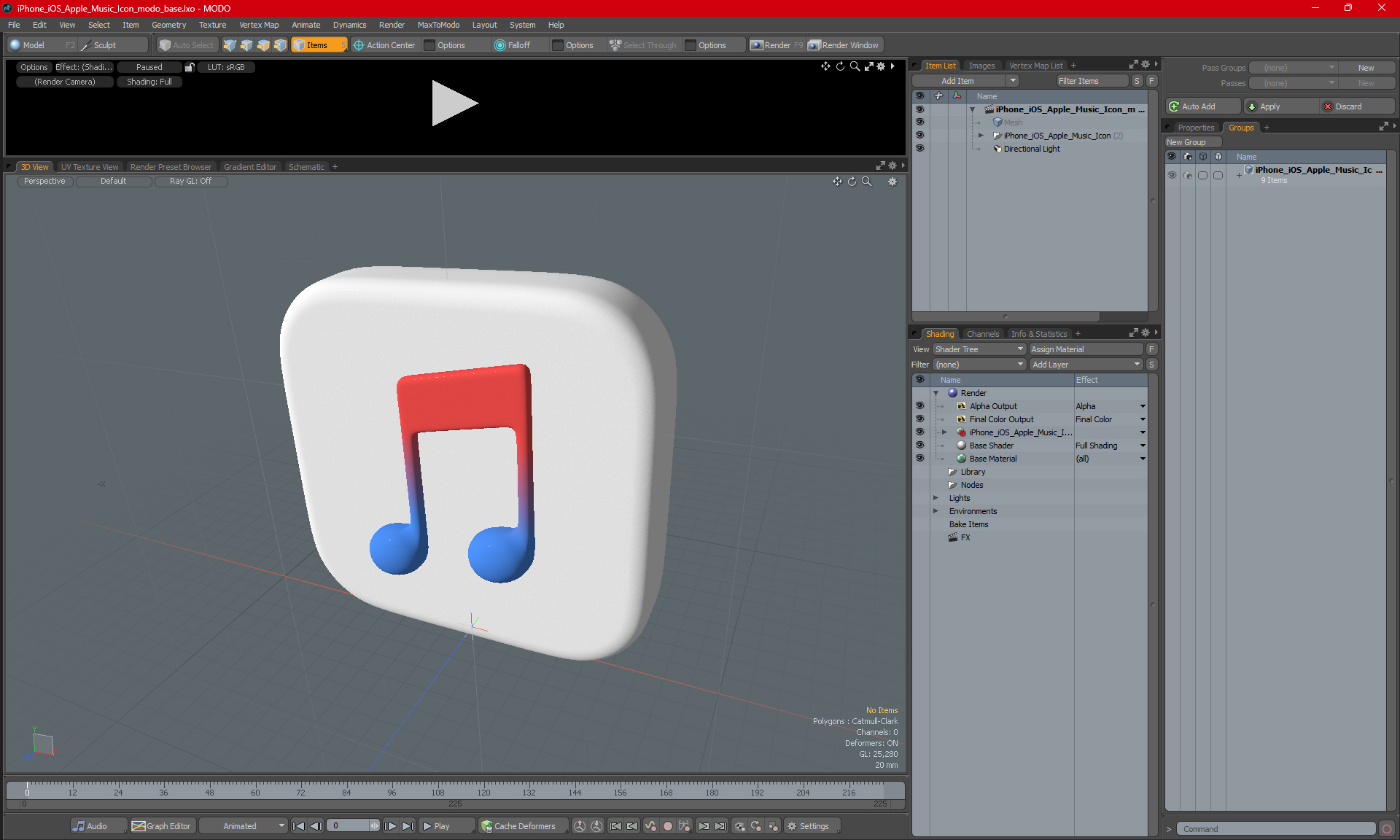 iPhone iOS Apple Music Icon 3D