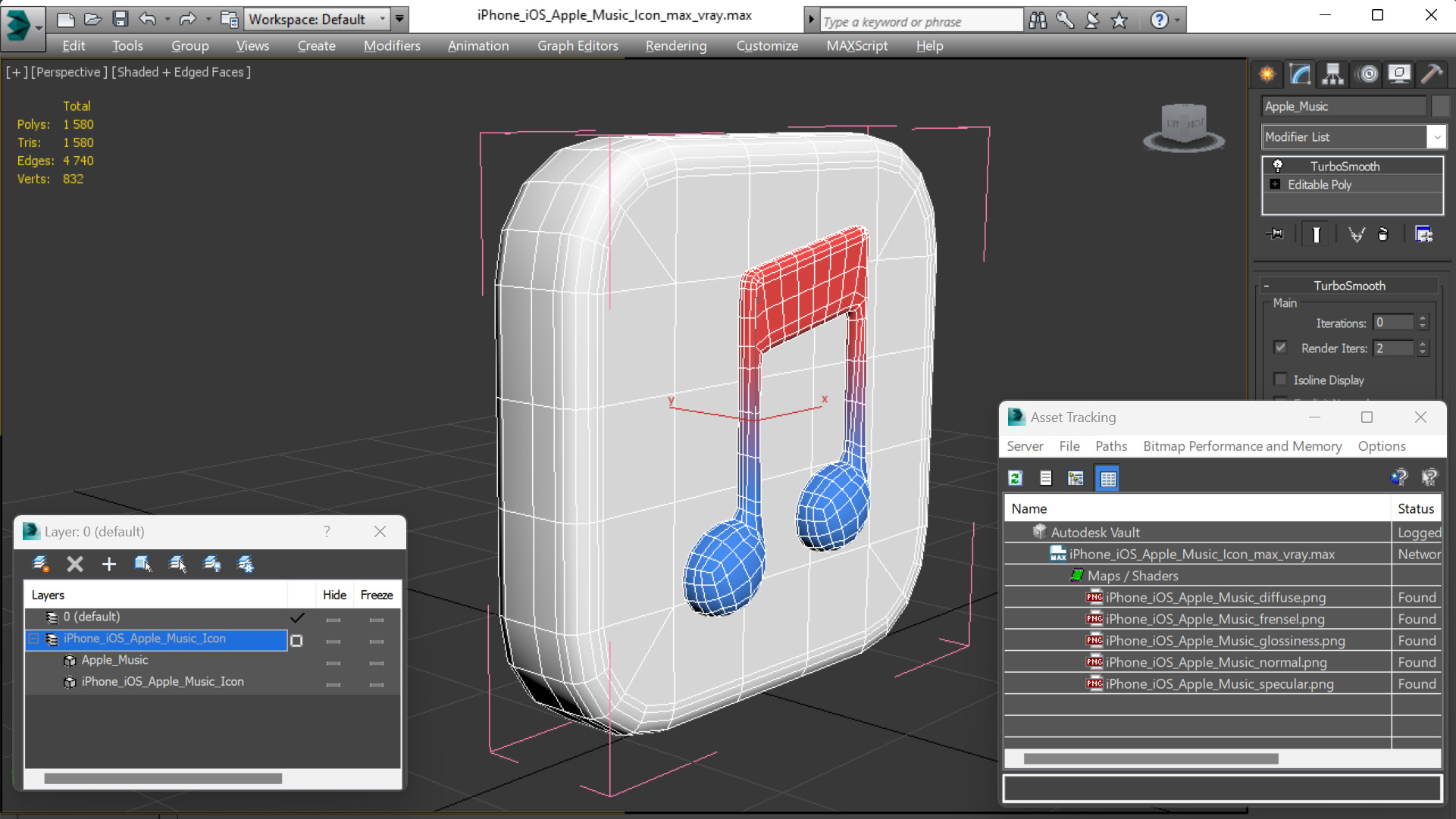 iPhone iOS Apple Music Icon 3D